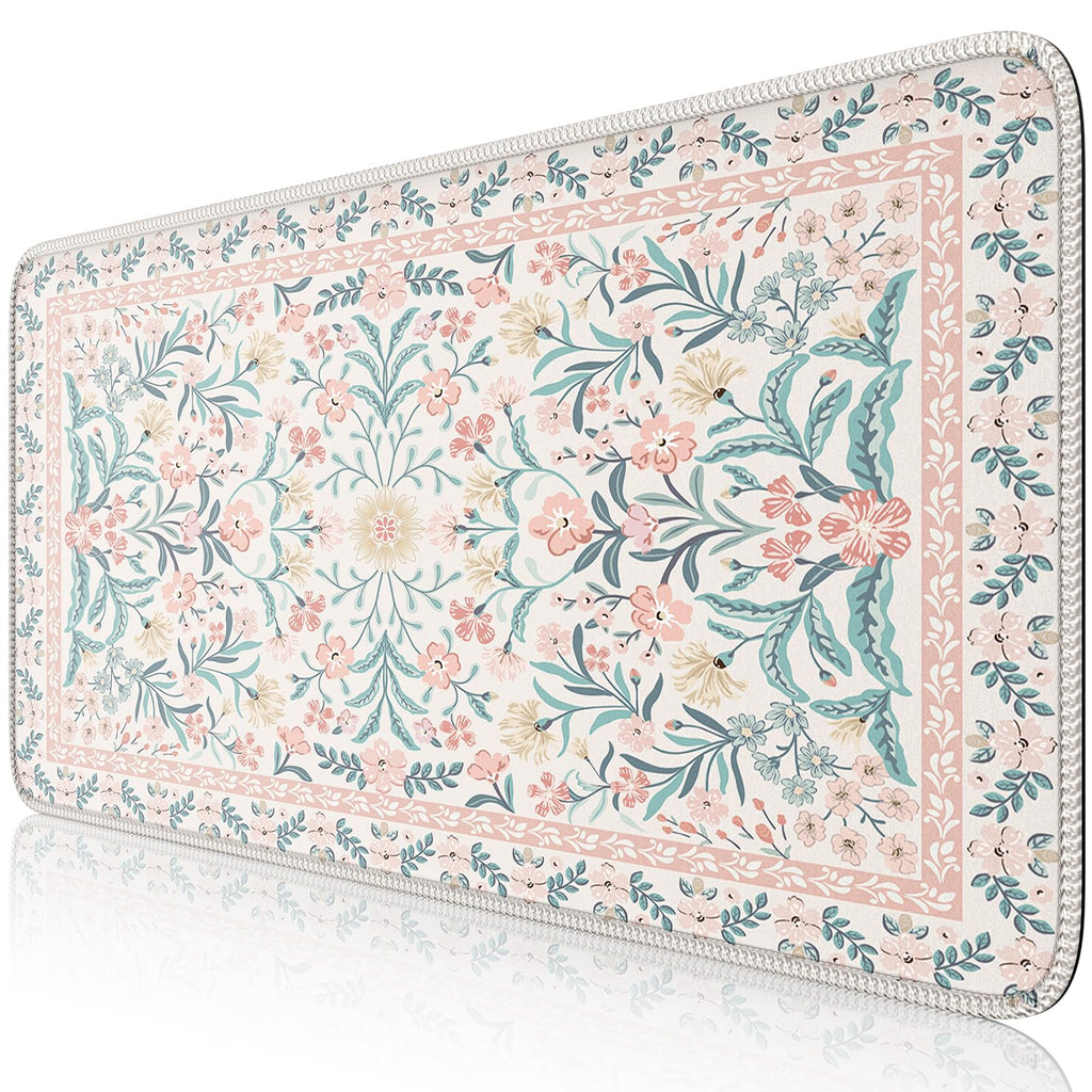 iCasso Desk Matt for Desktop, Black Desk Mat, Cute Desk Pad Mat, XXL Large Mouse Pad for Desk, Anti-Slip Big Mousepad with Stitched Edges, Keyboard Pad Mouse Mat for Computer (Pink)
