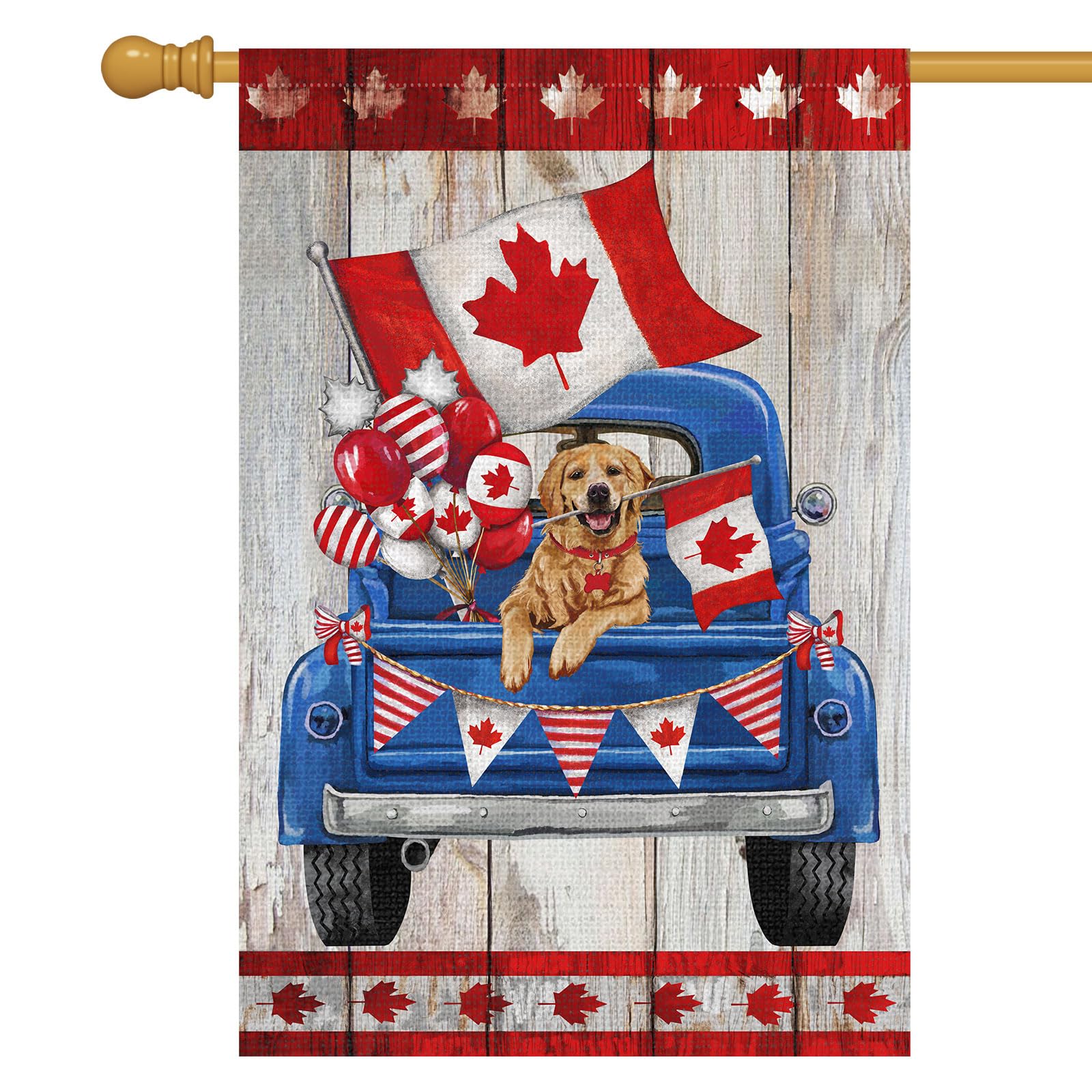 Louise Maelys Canada Day Garden Flag 28x40 Double Sided, Burlap Small Patriotic Truck Dog Welcome Yard House Banner Canadian Outside Outdoor Seasonal Porch Lawn Decoration (Only Flag)