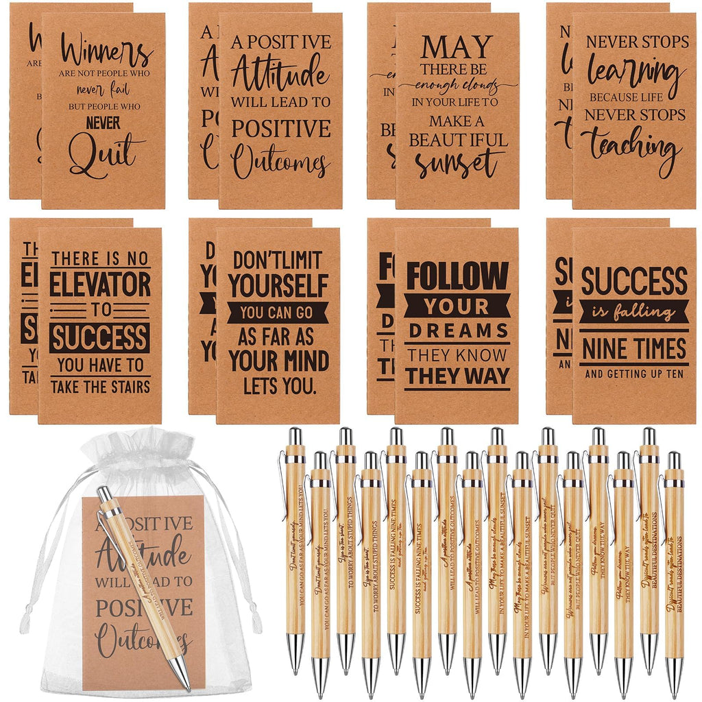 48 Pcs Inspirational Notebooks Motivational Ballpoint Pens Thank You Gifts Positive Notepad Pen Inspirational Employee Appreciation Gifts for Coworker Teacher Staff Nurse Student Back to School Gift