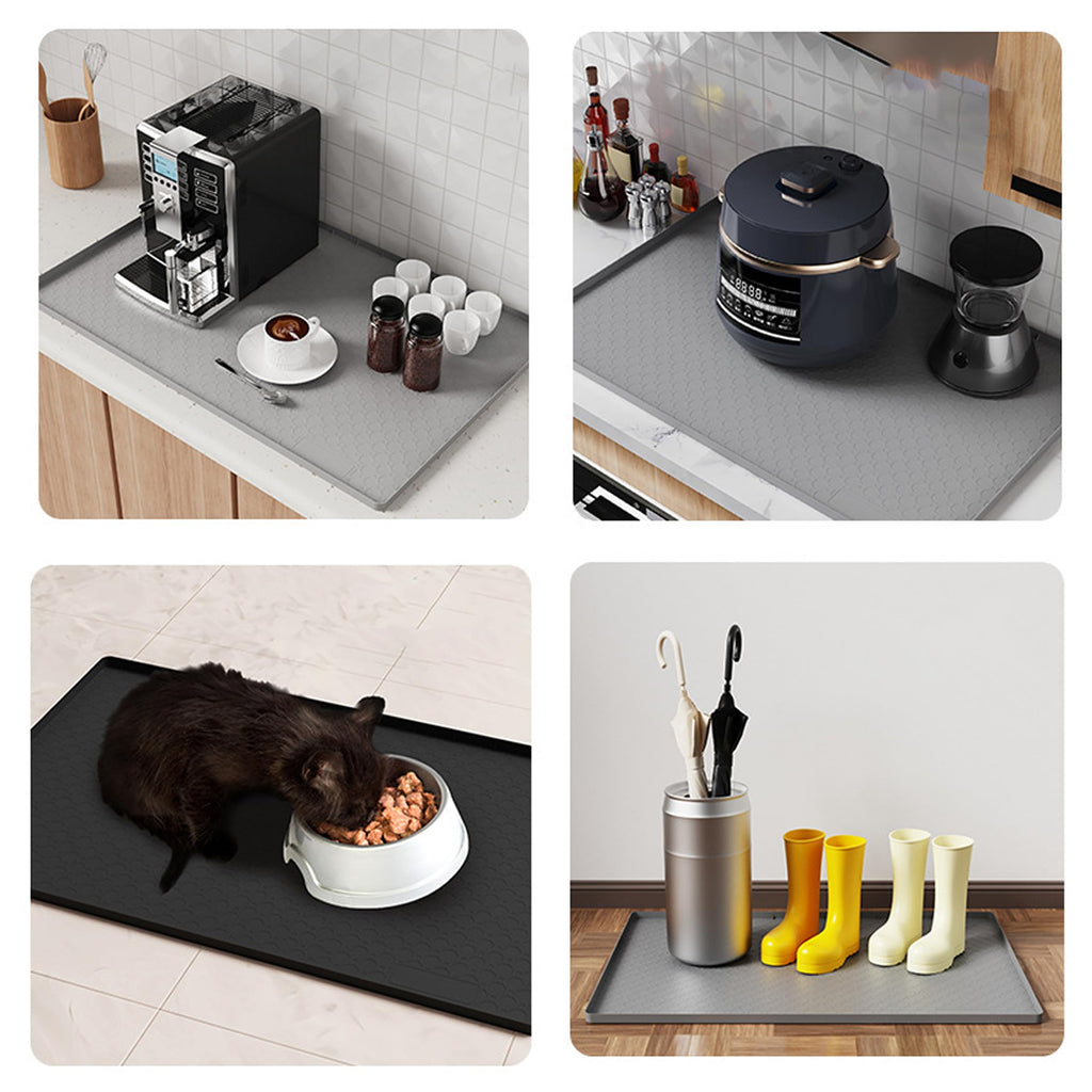 34"x22" Under Sink Mat Waterproof Silicone Protector with Raised Edges Anti-Slip Cabinet Liner for Kitchen Bathroom Leakproof Drip Tray Organize Cleaning Supplies Mat Mats Tray Liner