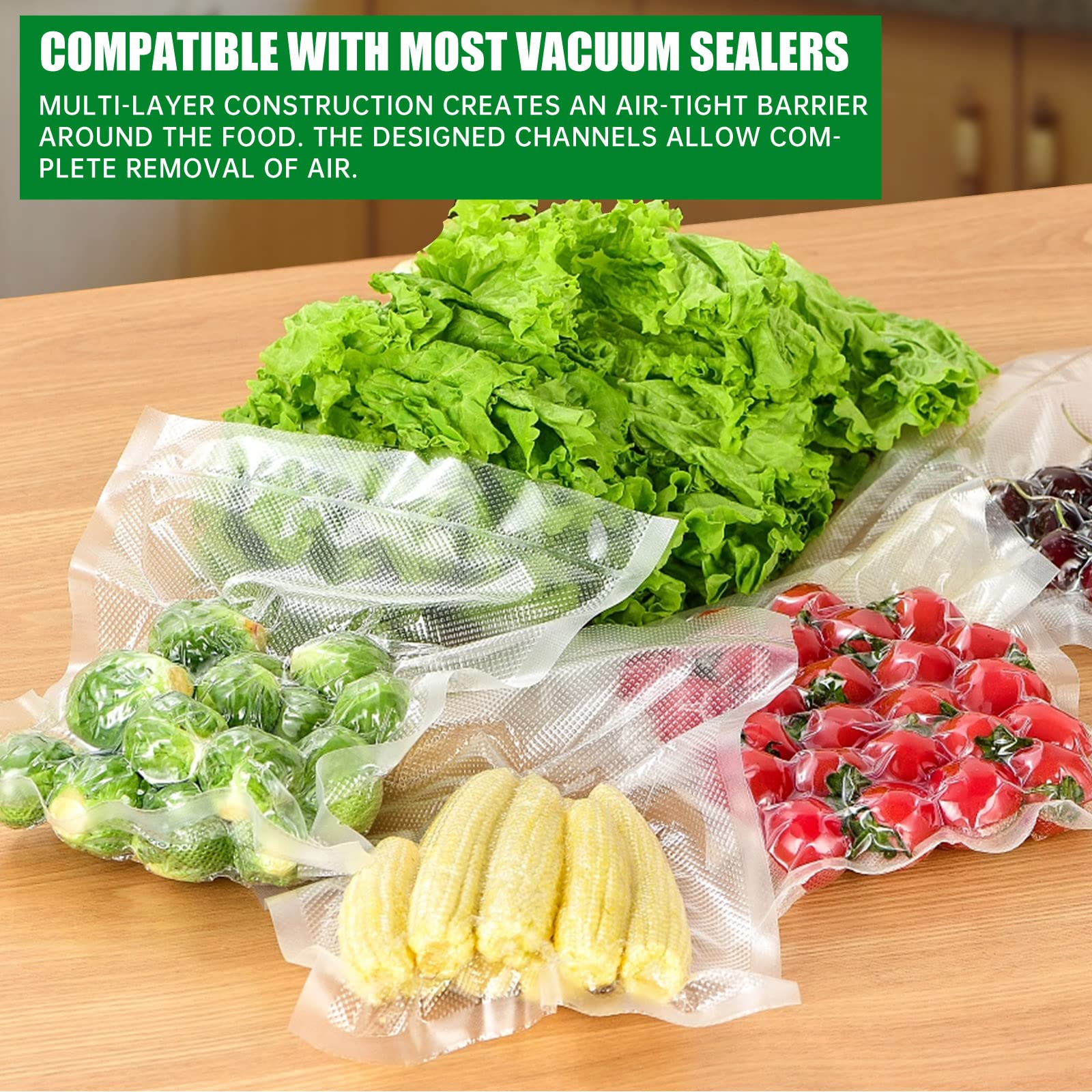 Vacuum Sealer Bags 8" x 50' 2 Rolls (Total 100ft) Commercial Grade Food Saver Bags Seal a Meal BPA Free Heavy Duty Great for Vac Storage Meal Prep or Sous Vide