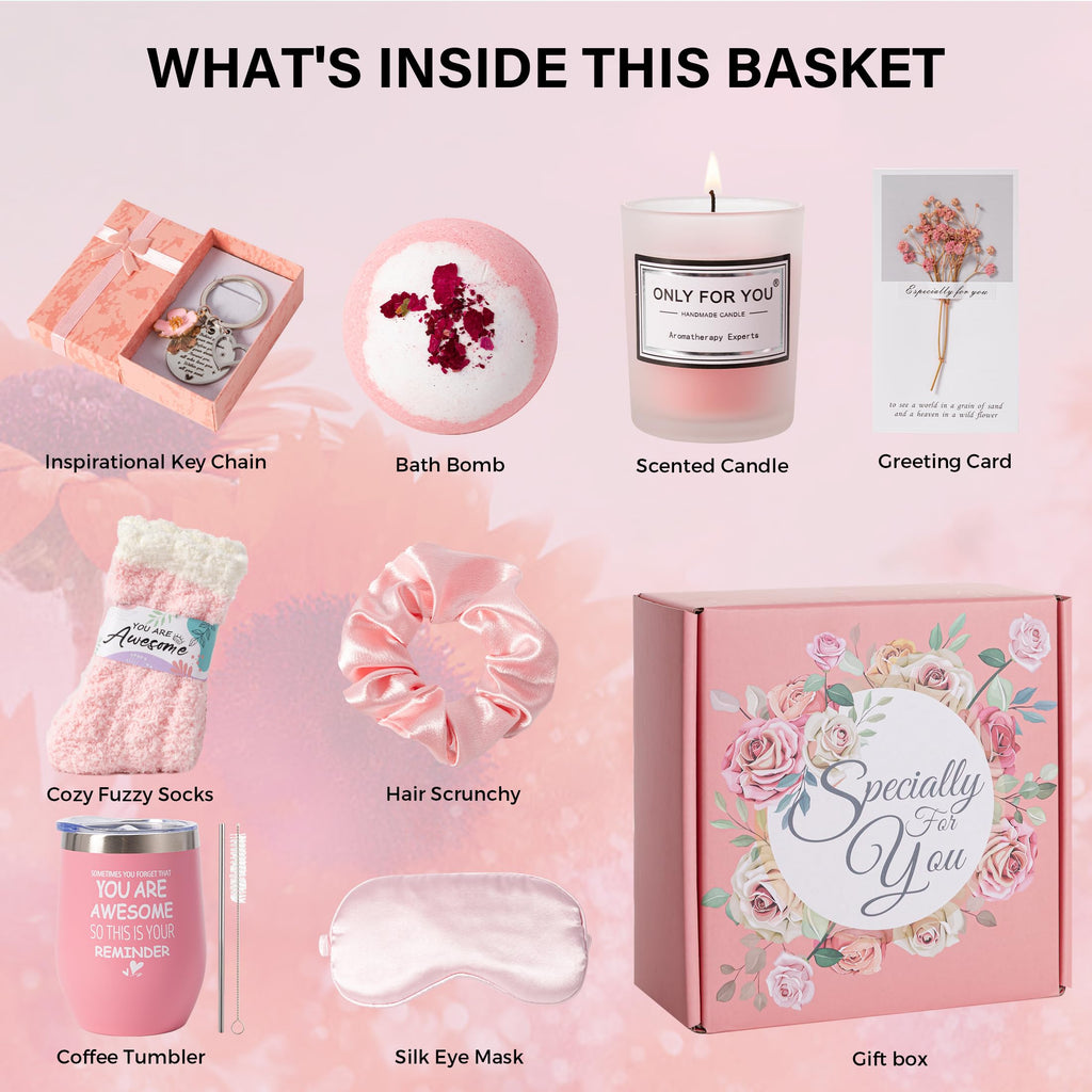 Birthday Gifts Basket for Women,Unique Get Well Soon Basket Set Self Care Package Inspirational Christmas Box Thinking of You Set for Her Relaxing Spa for Your Mom, Wife, Best Friends, Sister,female