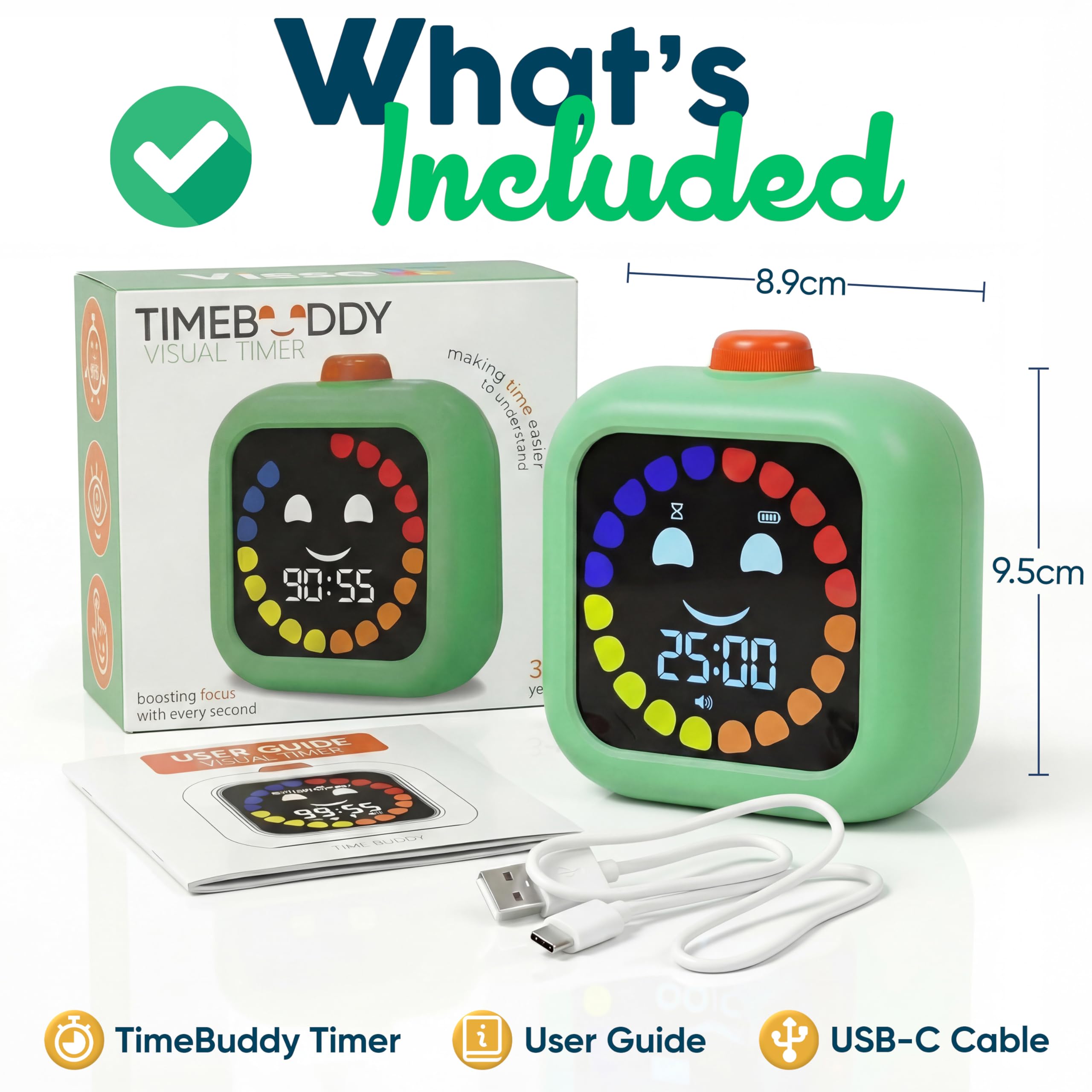 Digital Visual Timer for Kids - Rechargeable 99 Min Timer - Focus & Smoother Routines - Visual Timer for Classroom, ADHD Autism Toddler Support - Daily Use at Home, Therapy or School