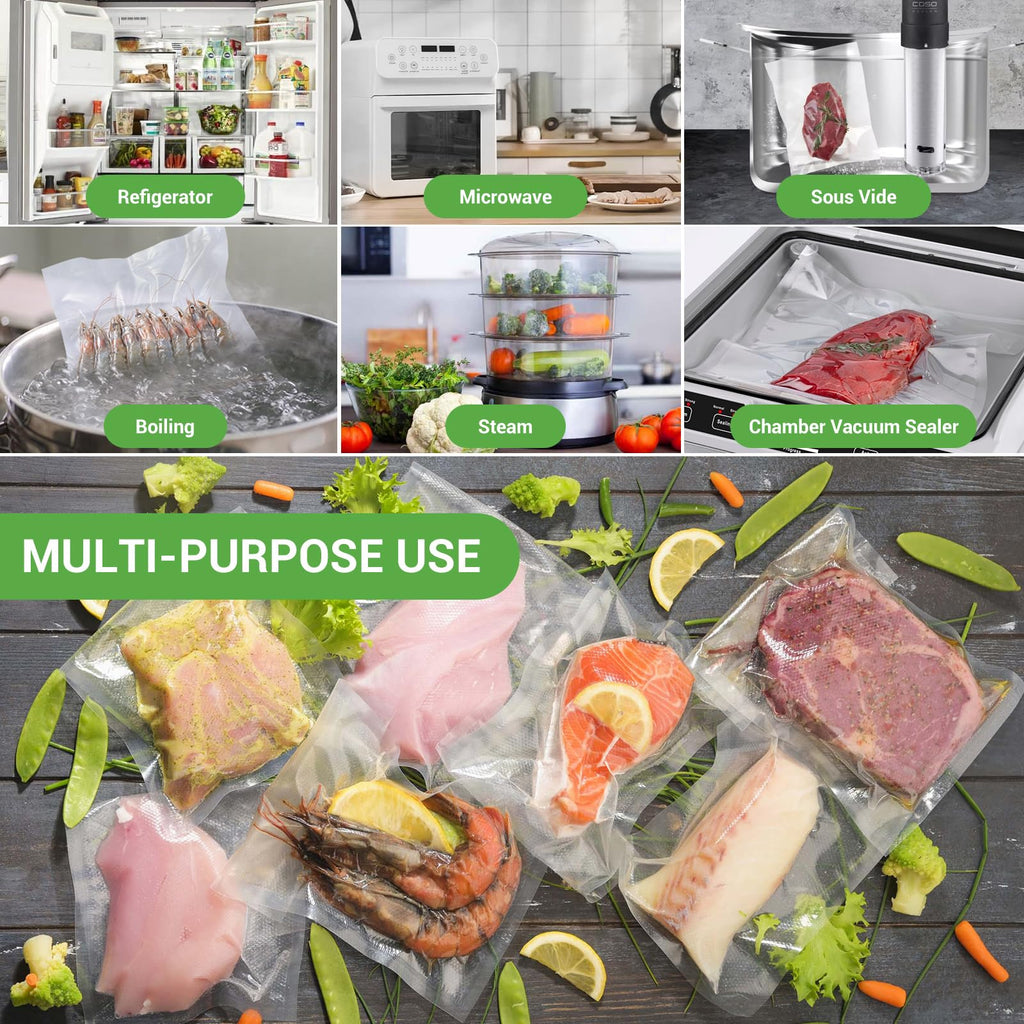 VTUUU Chamber Vacuum Sealer Bags 130 Quart size 8" x 12" and 130 Pint Size 6" x 10" For Vacuum Chamber Bags Pre-Cut Chamber Vacuum Bags- BPA-Free -Heavy Duty Chamber Machine Pouches