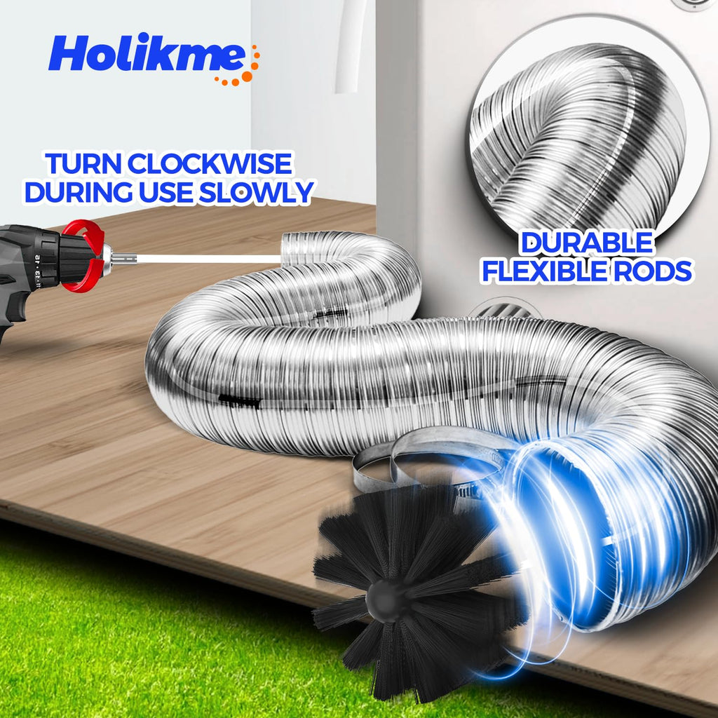 Holikme 35 Feet Dryer Vent Cleaning kit,Dryer Duct Cleaning kit,Lint Remover,Synthetic Brush Head, Use with or Without a Power Drill