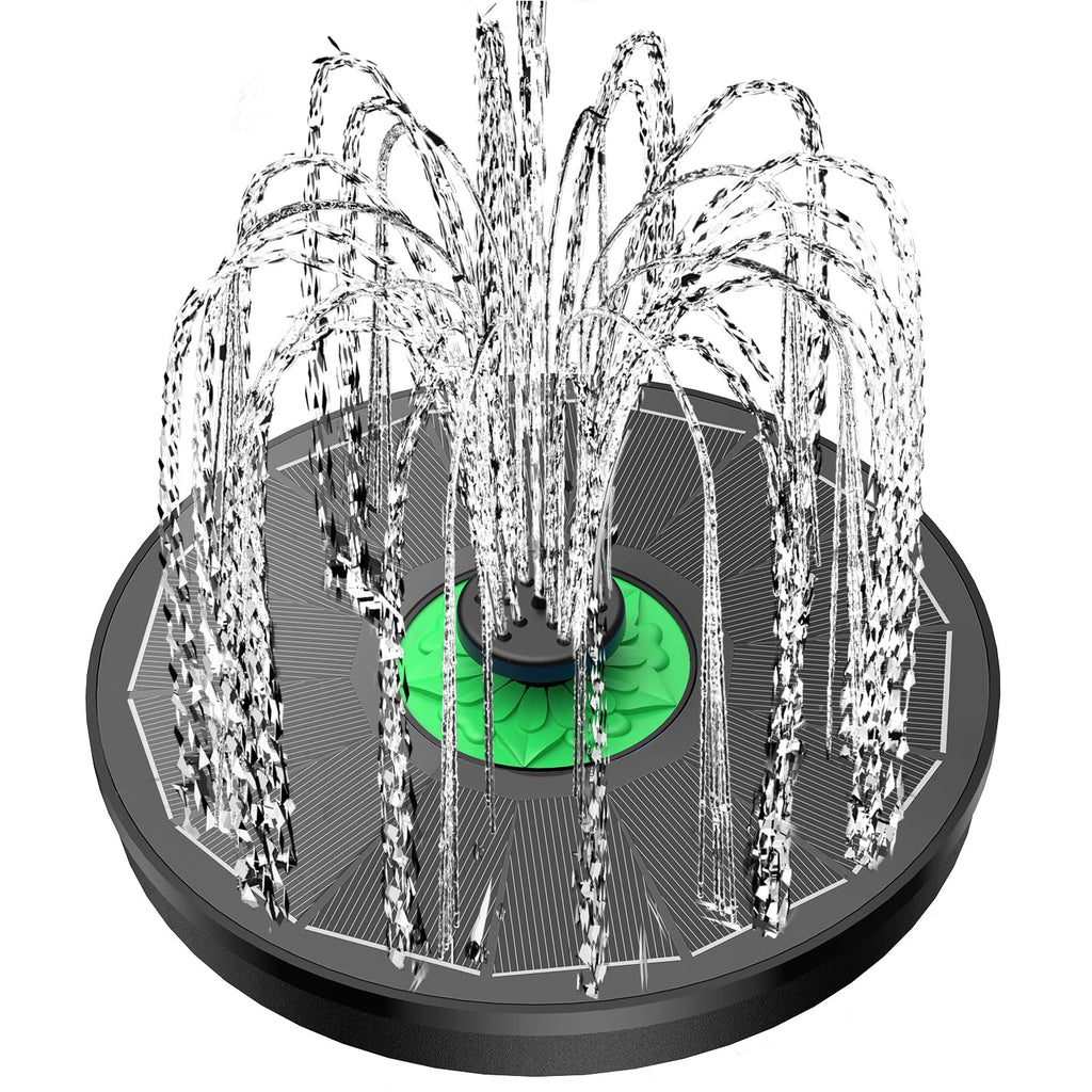 Yzert Solar Fountain Full Glass Panel No Battery, 3.5W Solar Bird Bath Fountains with 4 Fixed Rods & 7 Nozzles, Solar Fountain Pump for Bird Bath, Garden, Pond, Pool, Patio (Black Panel)