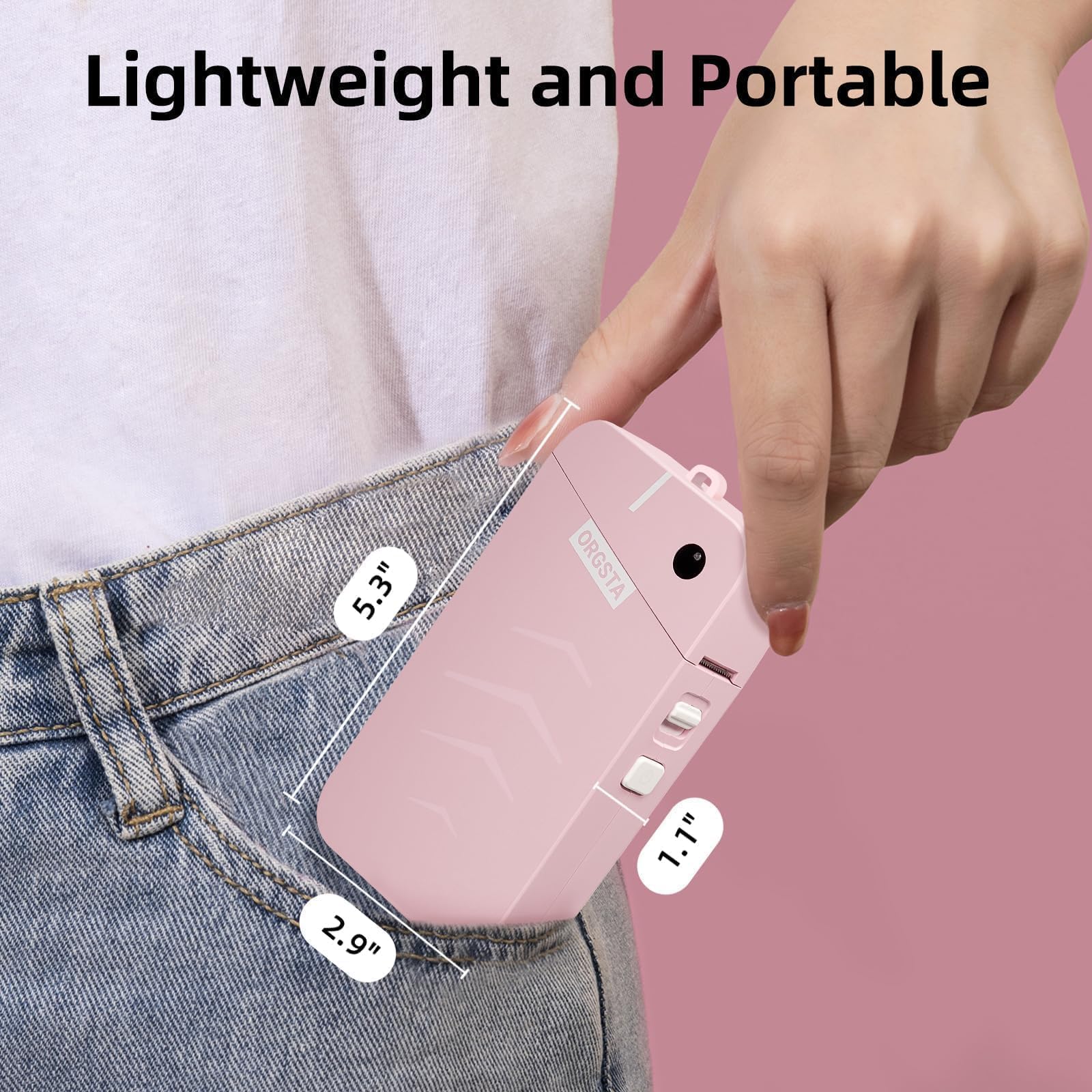 ORGSTA S001 Label Maker Machine with Tape, Portable Bluetooth Label Maker for Home and Office Organization, Thermal Label Printer Mini Sticker Maker with Multiple Templates, Pink