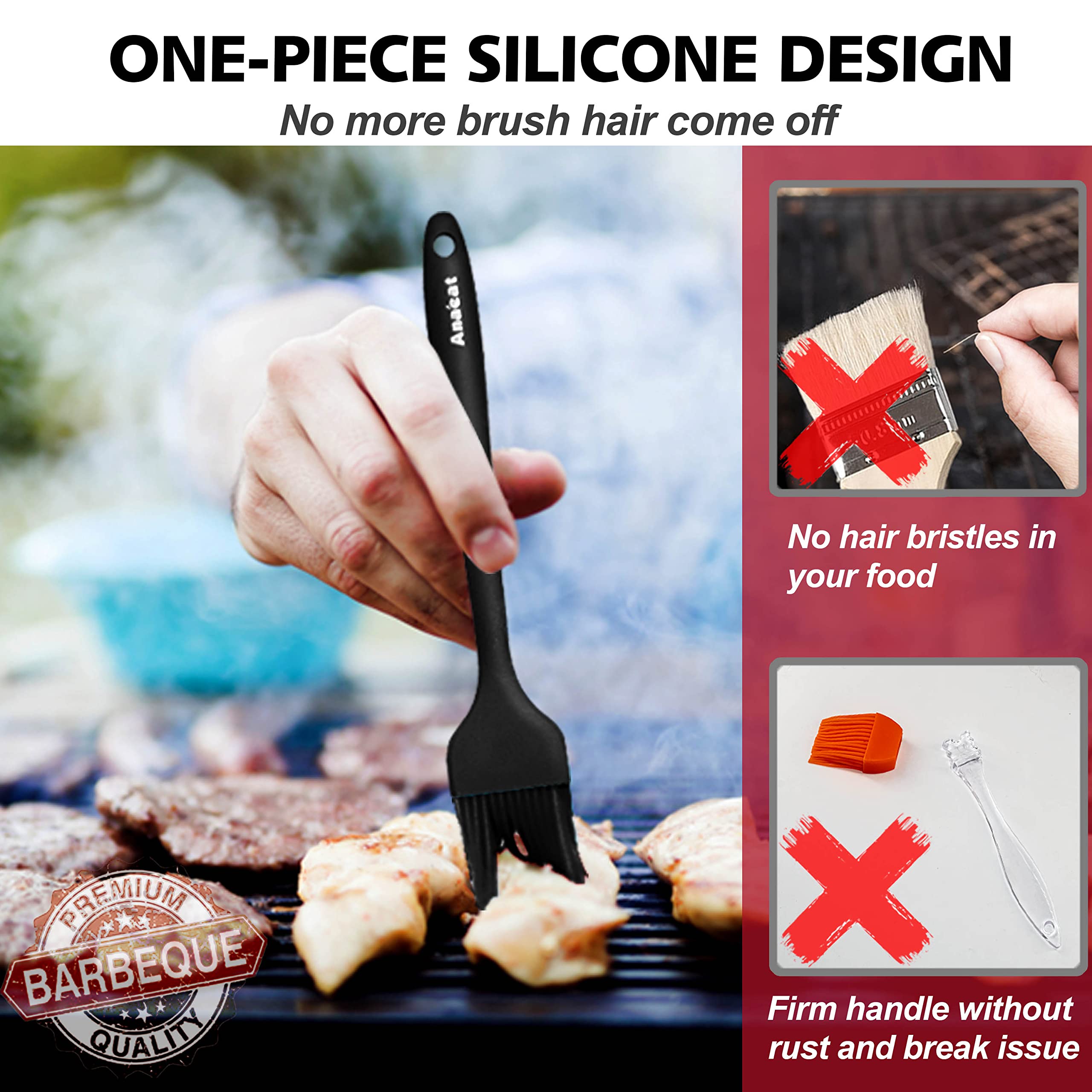 Anaeat Reusable Grill Mat Set of (7+1) - 100% Non Stick BBQ Grill Mats Heavy Duty Teflon Baking Sheets, Barbecue Accessories Grill Tools Works on Gas, Charcoal, Electric Grill - 15.75 x 13-Inch