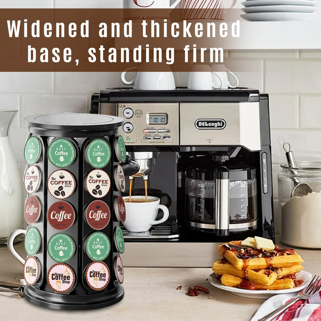TOMSHUB K Cup Holder，Coffee Pod Storage Carousel Holder Organizer Compatible with 40 Keurig K-Cup Pods，Home or Office Kitchen Counter Organizer（Black）