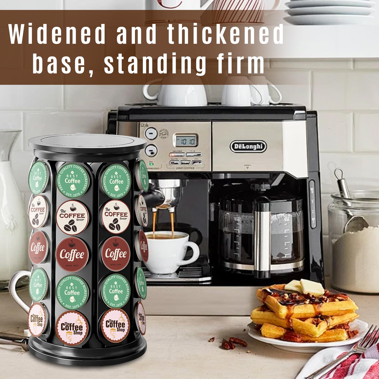TOMSHUB K Cup Holder，Coffee Pod Storage Carousel Holder Organizer Compatible with 40 Keurig K-Cup Pods，Home or Office Kitchen Counter Organizer（Black）