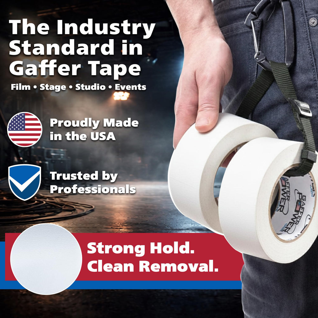 Real Premium Grade Gaffer Tape by GafferPower® - Made in the USA - White 2 in X 30 yds – Heavy Duty Gaffer's Tape - Non-Reflective - Multipurpose - Better Than Duct Tape (White)