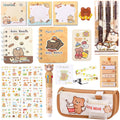 406Pcs Cute Bear Stationery Set, Kawaii Office Supplies Includes Fun Pencil Case Gel Ink Pens, Cartoon Sticky Notes Mini Notebooks Stickers Card Case As Bulk Party Gifts (Bear)