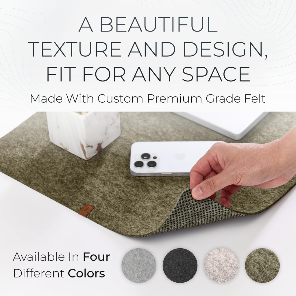 Nordik Large Felt Desk Mat – Timber Moss Green – 89 x 43 cm – Computer Desk Mat – Keyboard and Mouse Pad – Large Desktop Felt Pad