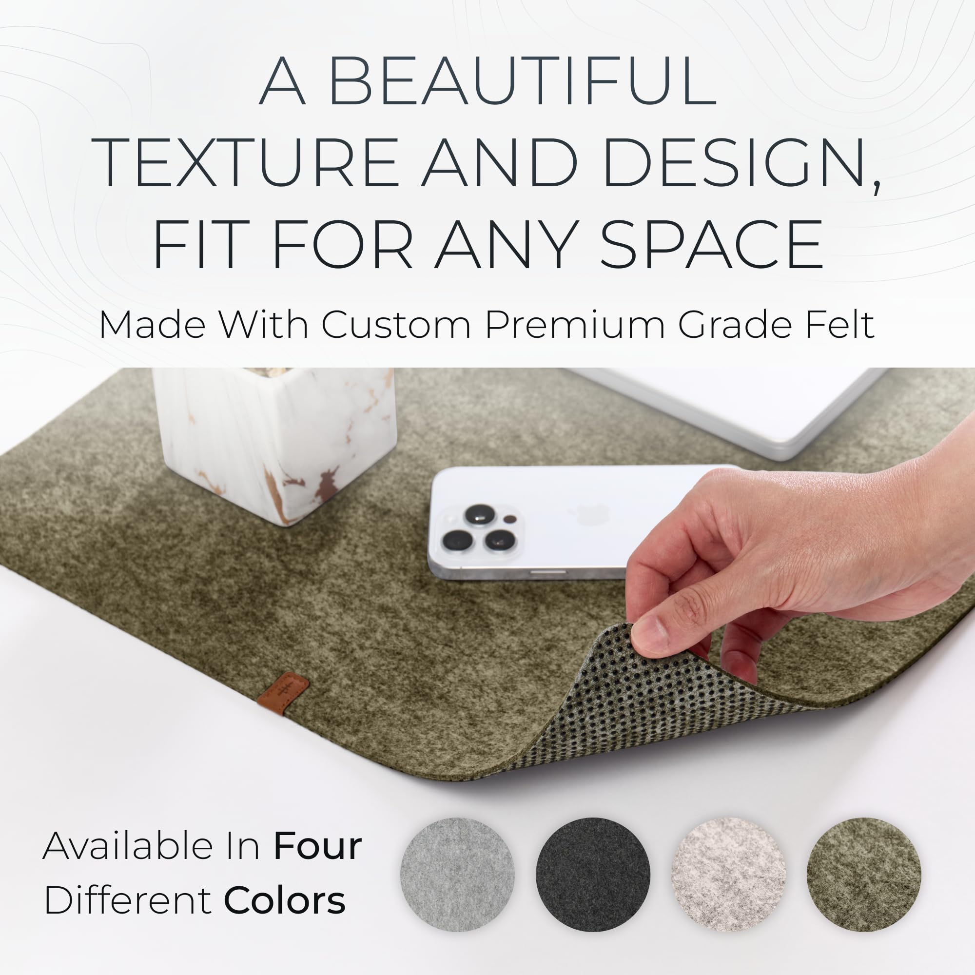 Nordik Large Felt Desk Mat – Timber Moss Green – 89 x 43 cm – Computer Desk Mat – Keyboard and Mouse Pad – Large Desktop Felt Pad