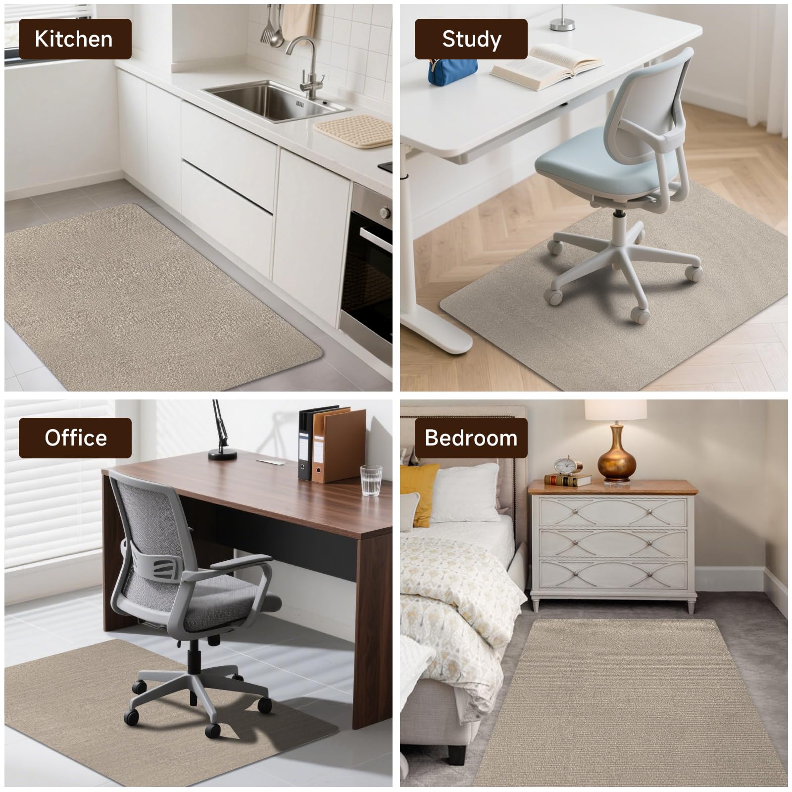 SHAREWIN Office Chair Mats for Hardwood Floor, Computer Chair Rug, Under Desk Mat, Large Anti-Slip Floor Protector for Home, Office, Study, Light Camel, 47"x36"