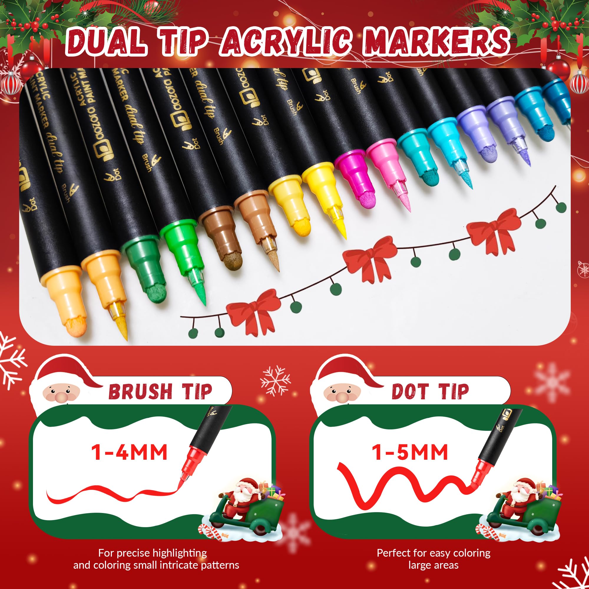 Acrylic Paint Markers 80 Colors Dual Tip with Dot Tip and Brush Tip Pens Acrylic Markers Set for Stone, Wood, Calligraphy, Canvas, Ceramic, Metal, Glass, Rock Painting, DIY Crafts Art Supplies Kit