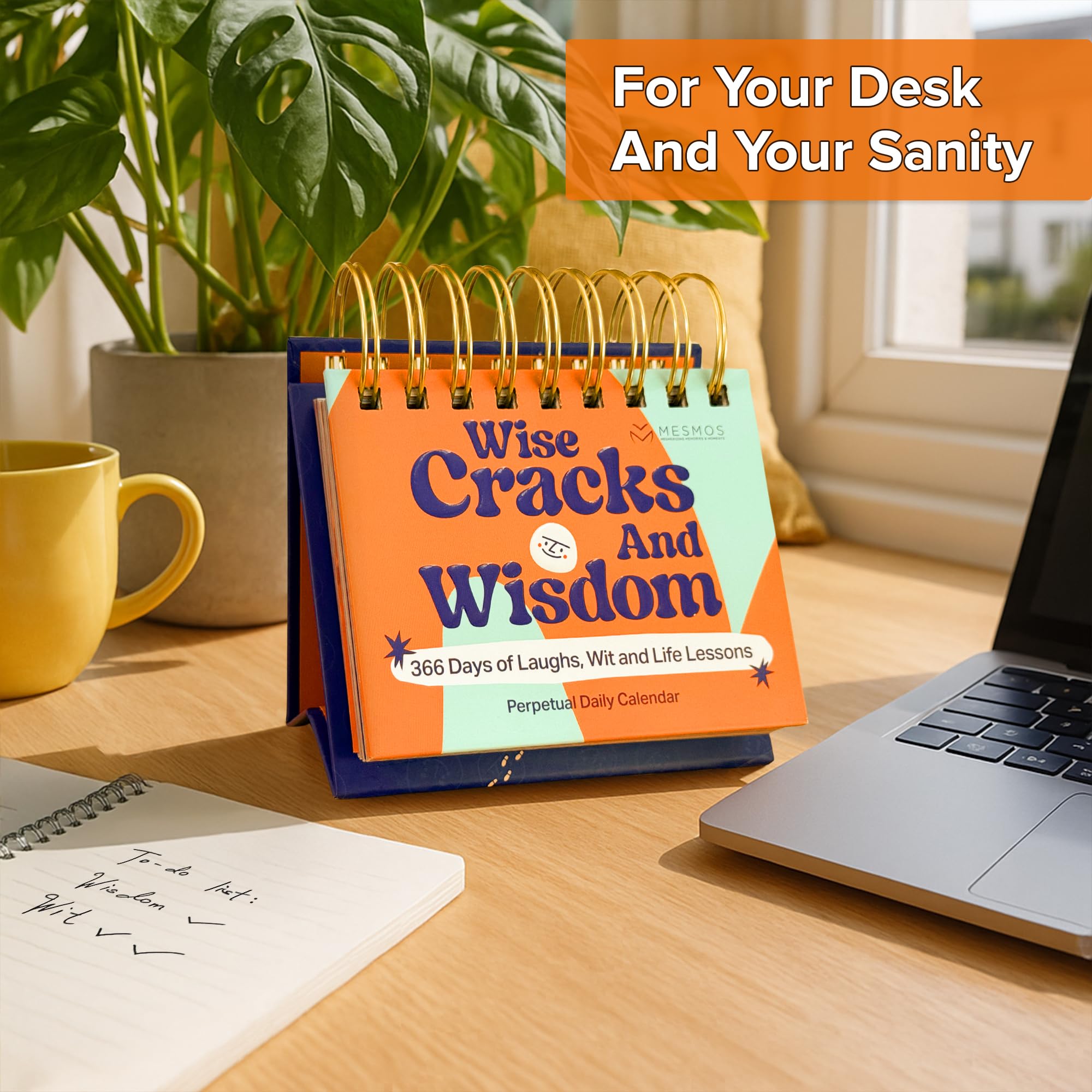 MESMOS Funny Wisdom Perpetual Calendar, Professional Day Gifts, 366 Days of Laughs & Life Lessons, Office Desk Accessories for Women-Men, White Elephant Motivational-Inspirational Gifts