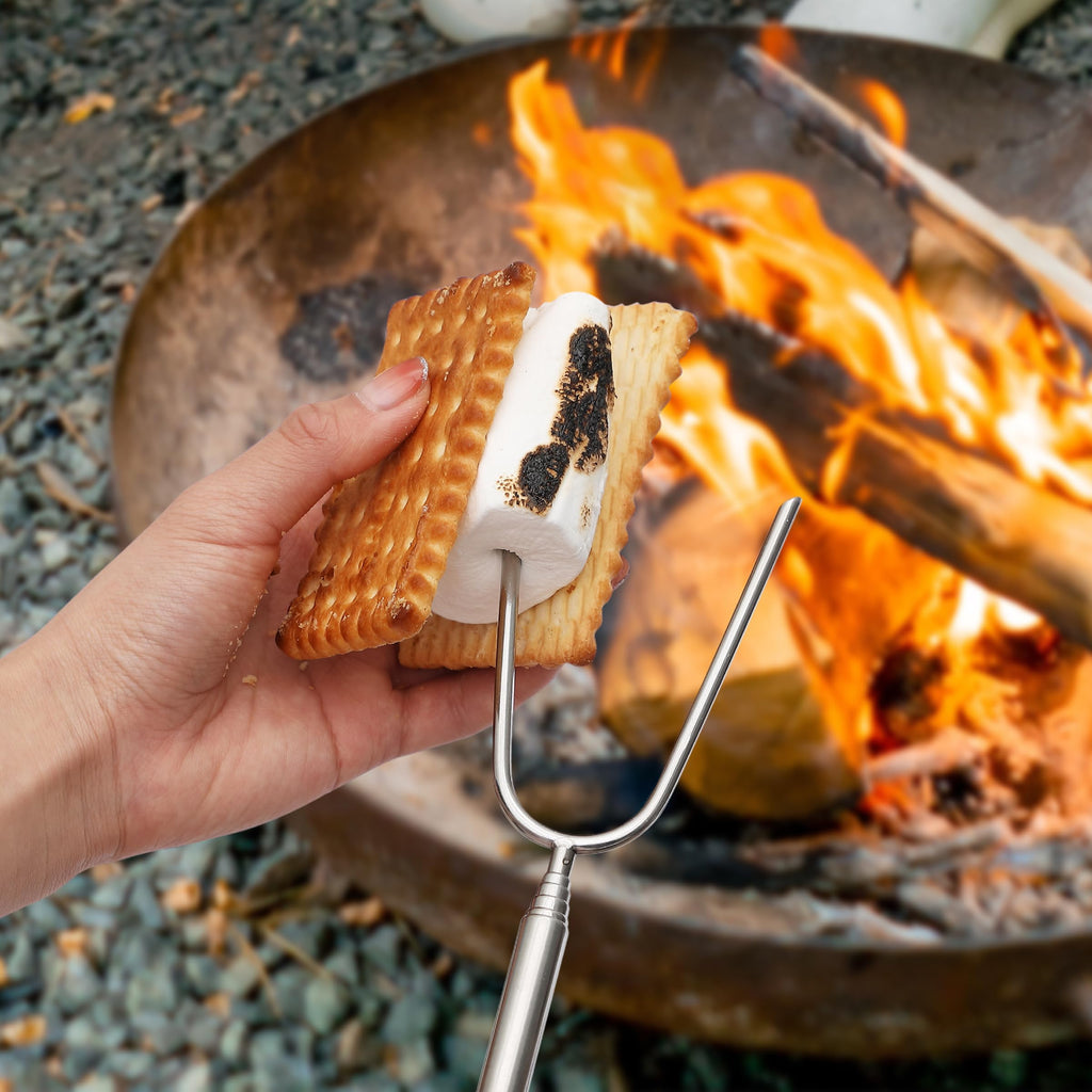 UNCO- Marshmallow Roasting Sticks, 10Pack, 45", Extendable Stainless Steel Smores Skewers for Campfire, Hot Dog Sticks for Fire Pit