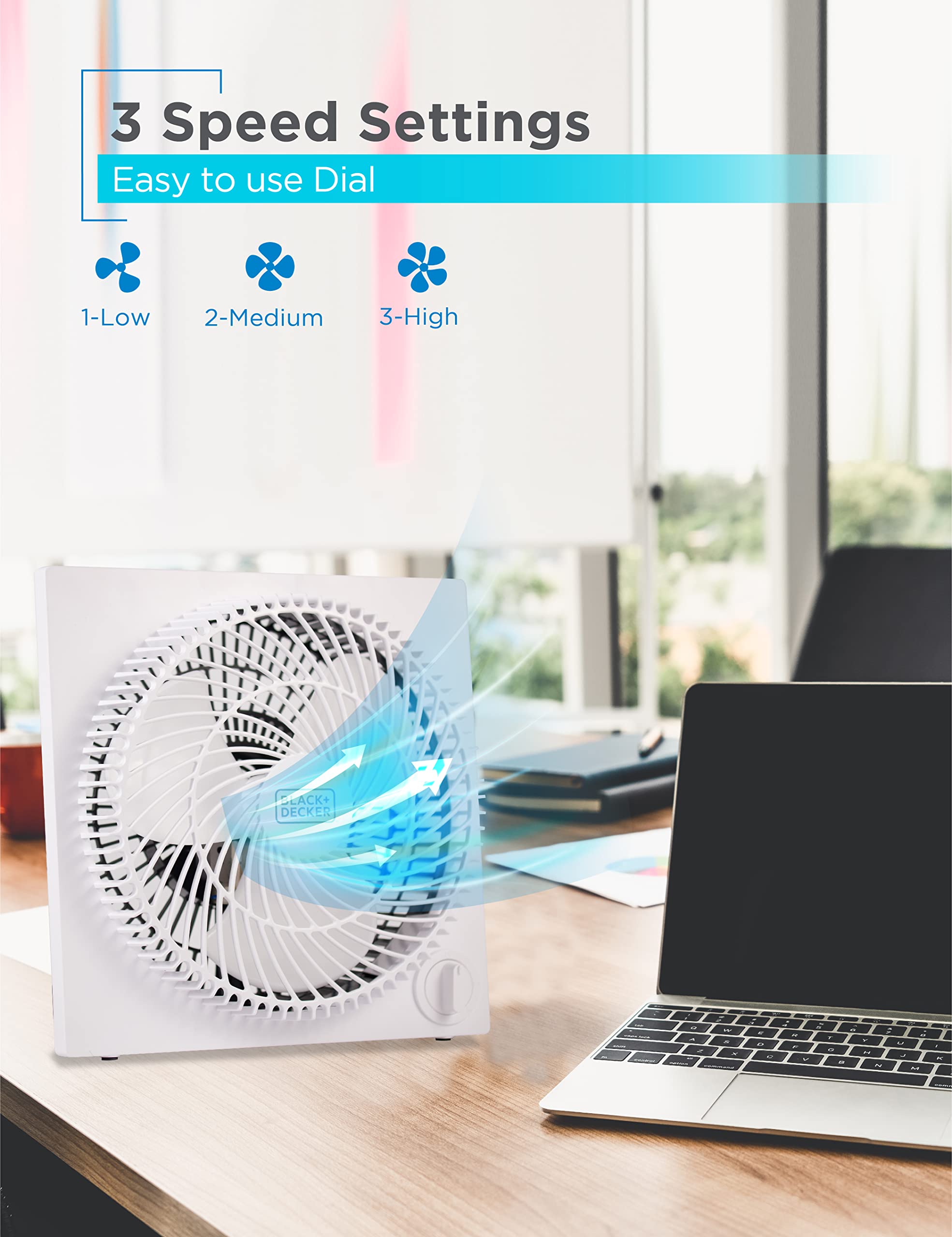 Black & Decker 9 in. Frameless Tabletop Box Fan, White