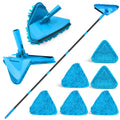 NEWE Wall Mop Cleaner with 80 inches Long Handle, 180° Folding Ceiling Cleaning Tool with Squeegee for Washing Painted Walls, Triangle Baseboard Scrubber 4 Chenille Duster and 2 Microfiber Pads