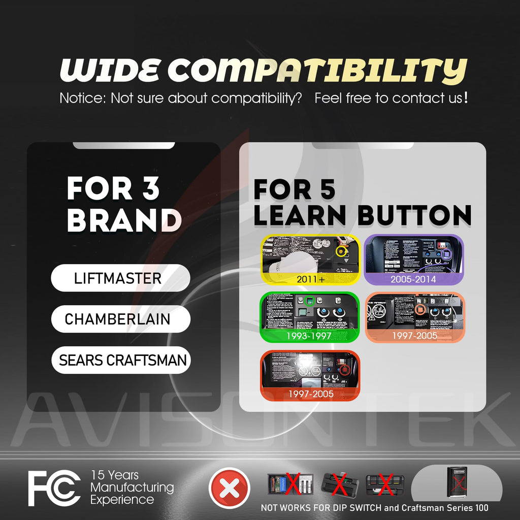 2 for LiftMaster Chamberlain Craftsman Garage Door Remote 371LM 373LM 971LM 973LM Universal【3 Year Warranty】