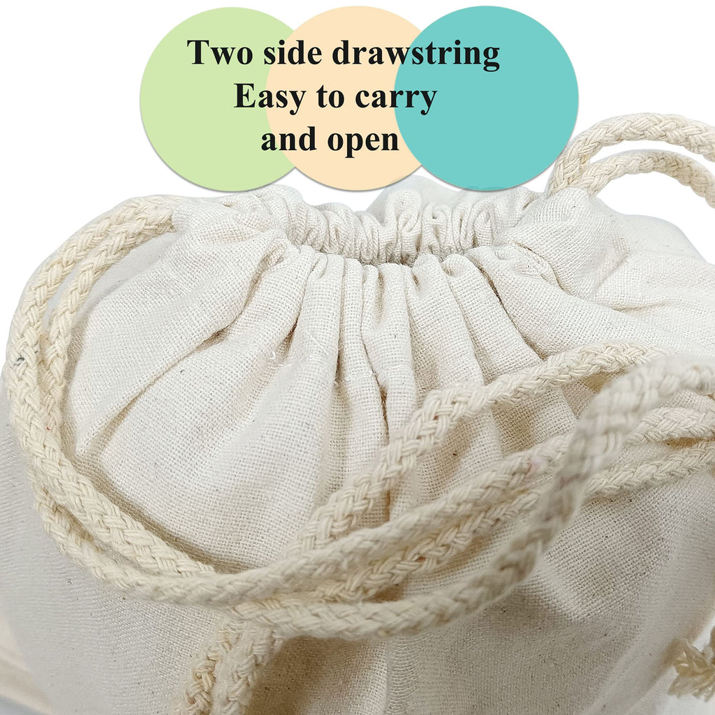 Freletry 8 PCS 10"x12"/25x30cm Drawstring 100% Cotton Muslin Bags Reusable Storage Bag for Shopping Home Kitchen Food Grocery Vegetable Storage etc. (8 PCS 10"x12"/25x30cm)