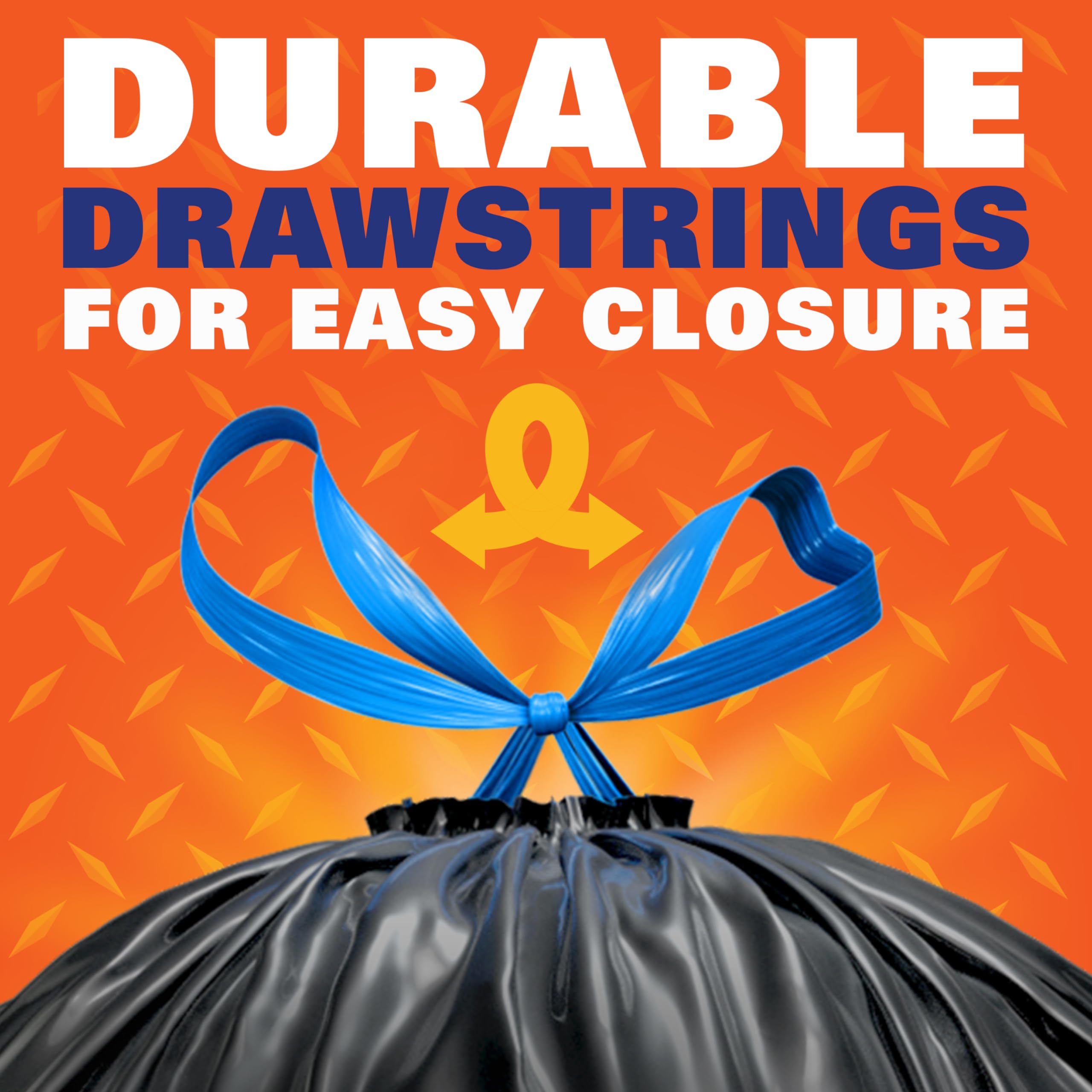 Hefty Drawstring Trash Can Liner Bags, 33 Gallon, 48 Count