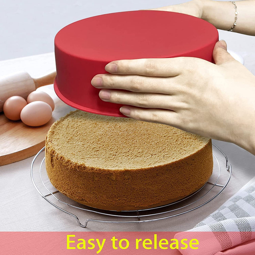 Silicone Heart Shaped Cake Pan, 3pcs 8 Inch Heart Baking Pan, Cake Molds Non-Stick Quick Release Suitable for Cheesecake Chocolate Cake Brownie Cake Puddings