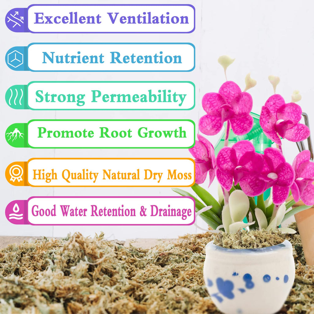 Legigo 1.2LBS Premium Sphagnum Moss for Plants- 20QT Natural Succulent Carnivorous Plant Moss Dried, Long Fiber Orchid Moss for Orchid Repotting Succulent Sarracenia Potted Plants Gardening & Reptiles