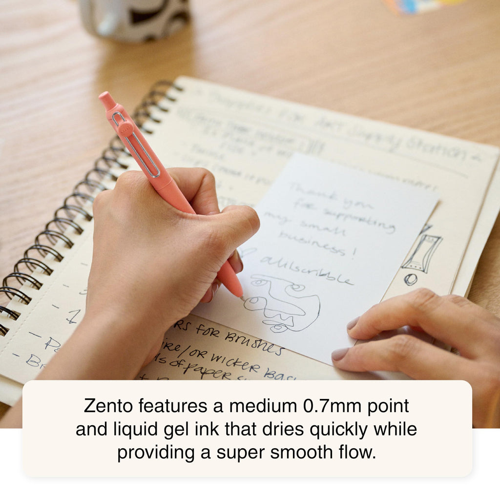 uniball Zento Liquid Gel Ink Retractable Pens, Medium Point (0.7mm), Boho Barrels, Black Ink, Dozen