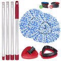DLAIMI Spin Mop Head Replacement, Base, Mop Handle Replacement for Vileda RinseClean, 2 Microfiber Refills, 4-Section 30-59in Mop Stick, Cover and Scrubber(2-Tank System)