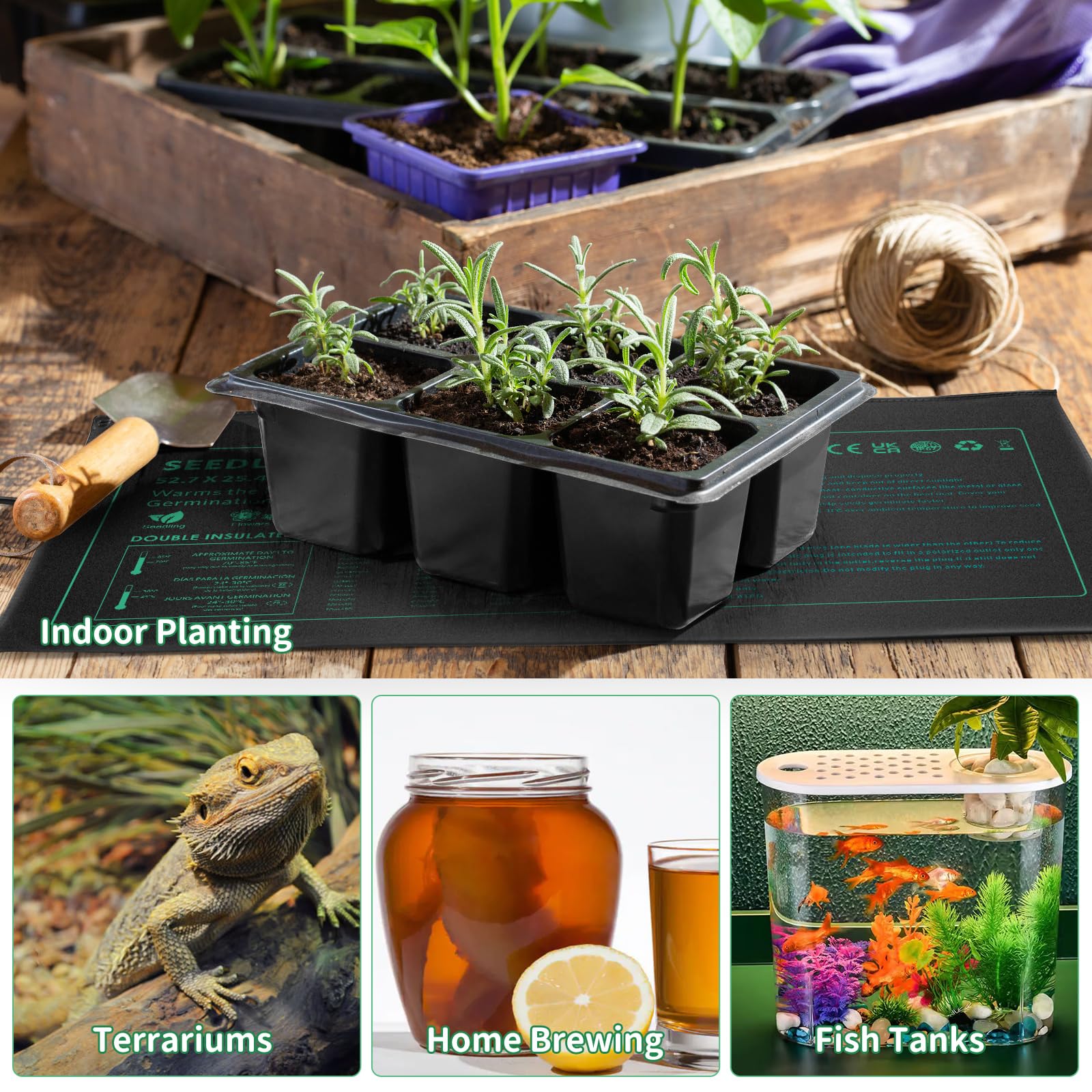 PETZOOKA Seedling Heat Mat 2 Pack 10"x 20.75" Durable Waterproof Plant Heating Pad for Germination, Indoor Gardening, Greenhouse