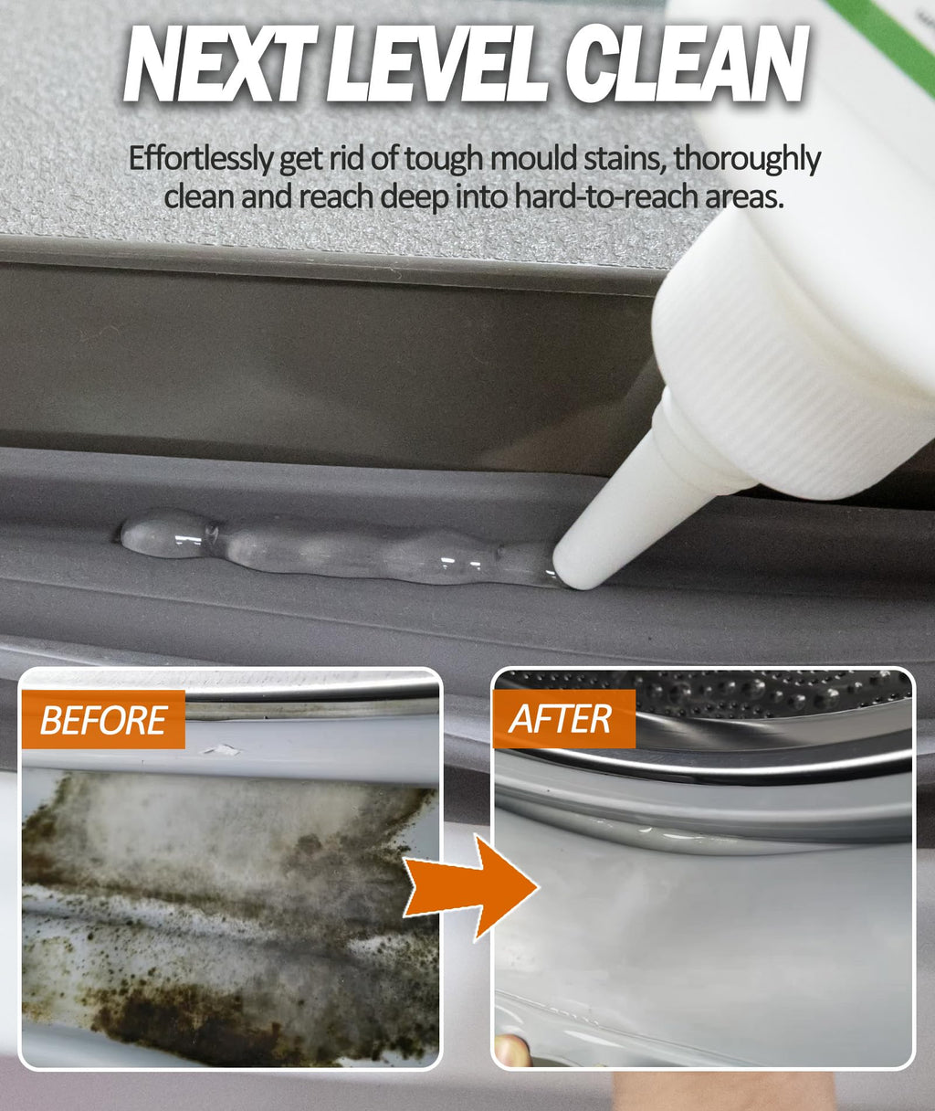 Mould Remover Gel, Powerful Mould Mildew Remover for Washing Machine, Top Load, Front Load, Tub Seal, Grout, Bathroom, Shower, Tiles, Refrigerator Strips, Kitchen Cleaner - (2Pack)