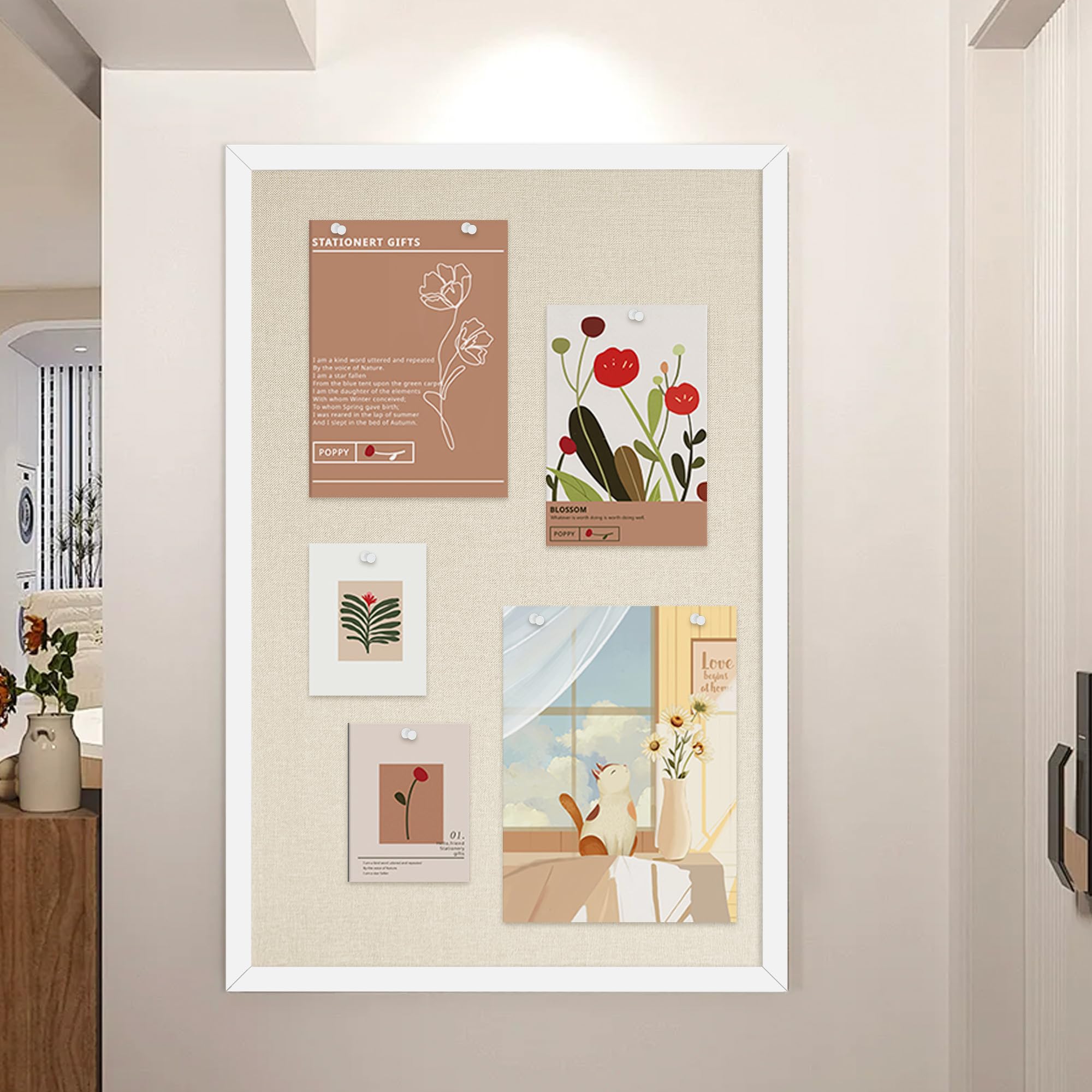 Yunihome 12x16 Inch (2-Pack) Cork Board for Wall Hanging with Linen, Bulletin Board with Push Pins, Mounted Memo Message Board for Home Office Decor, Dorm Room Essentials, Classroom Organization