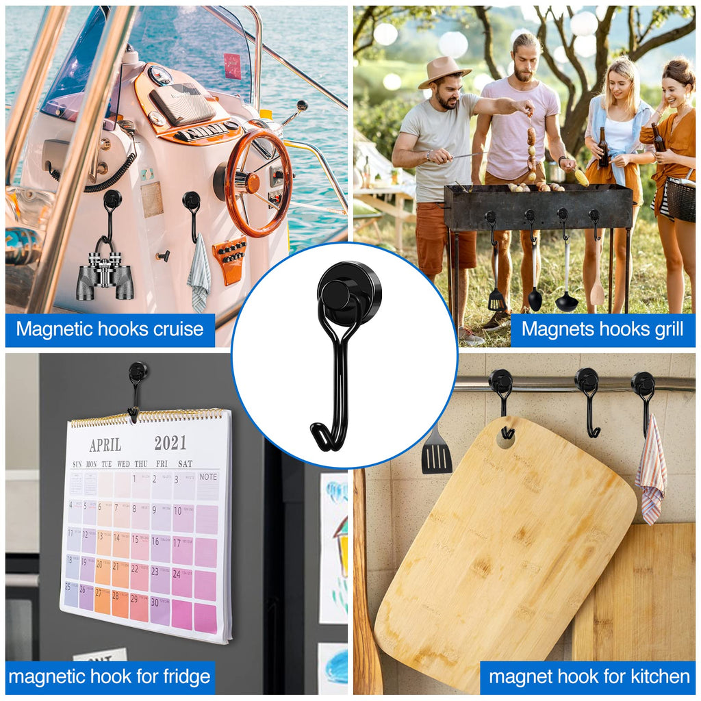 LOVIMAG Magnetic Hooks, Strong Magnetic Hooks for Cruise Cabins, Black Swivel Magnetic Hooks Heavy Duty, 25LBS Magnetic Hooks for Refrigerator, Hanging, Grill, Locker,Metal Door- 20 Pcs