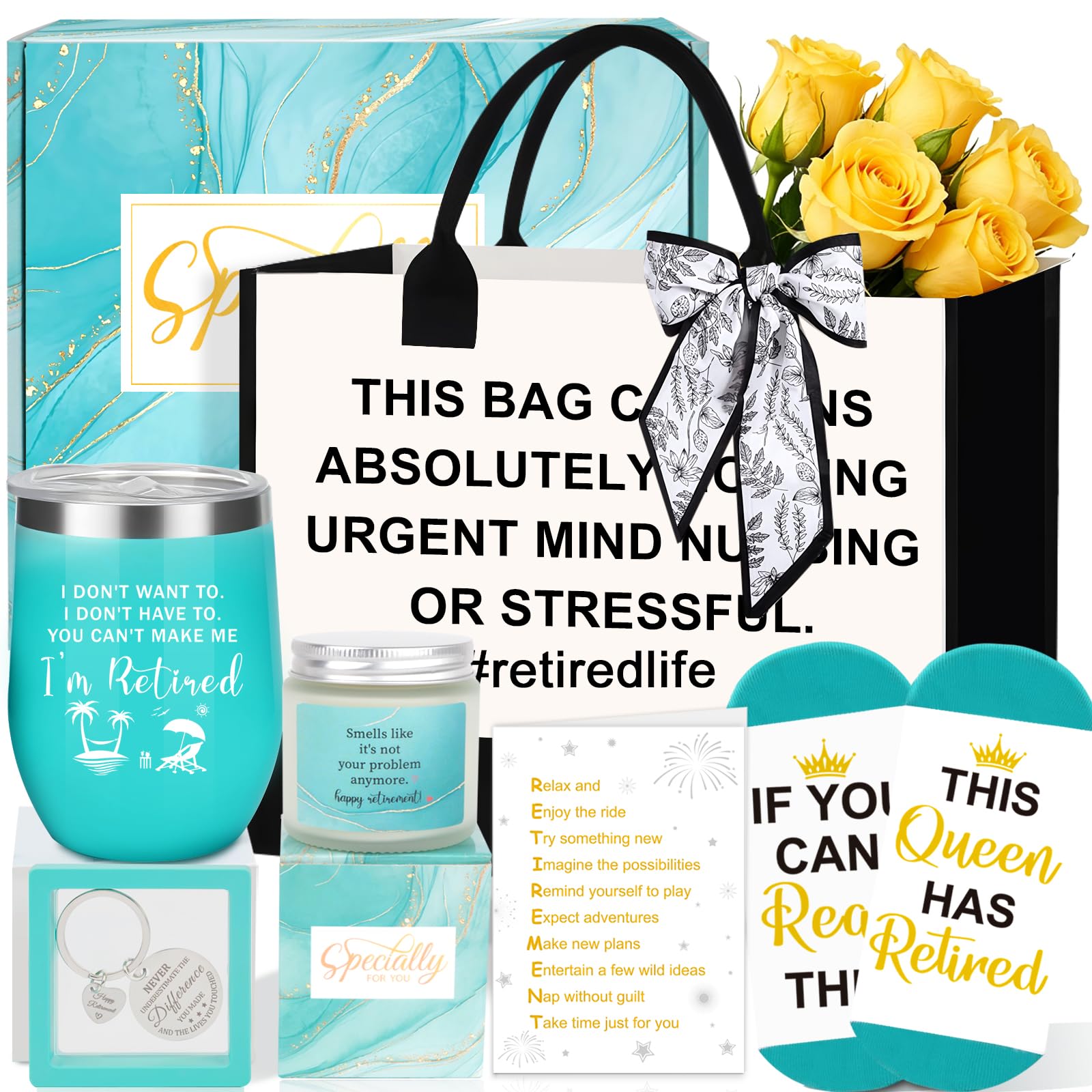 Retirement Gifts for Women 2026, Happy Retirement Gifts for Women Retirees Teachers Nurses Boss Friends Mom Grandma, Coworkers Farewell Leaving Going Away Gift with Canvas Tote Bag