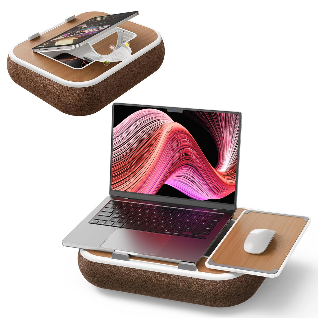 Nauttxon Lap Desk with Storage Cushion Washable - Portable Magnetic Mouse Pad - with Scented Cotton Pads - Multi-Functional Lap Desk for Home Office Couch Bed -Fits Up to 15 Inch Laptop