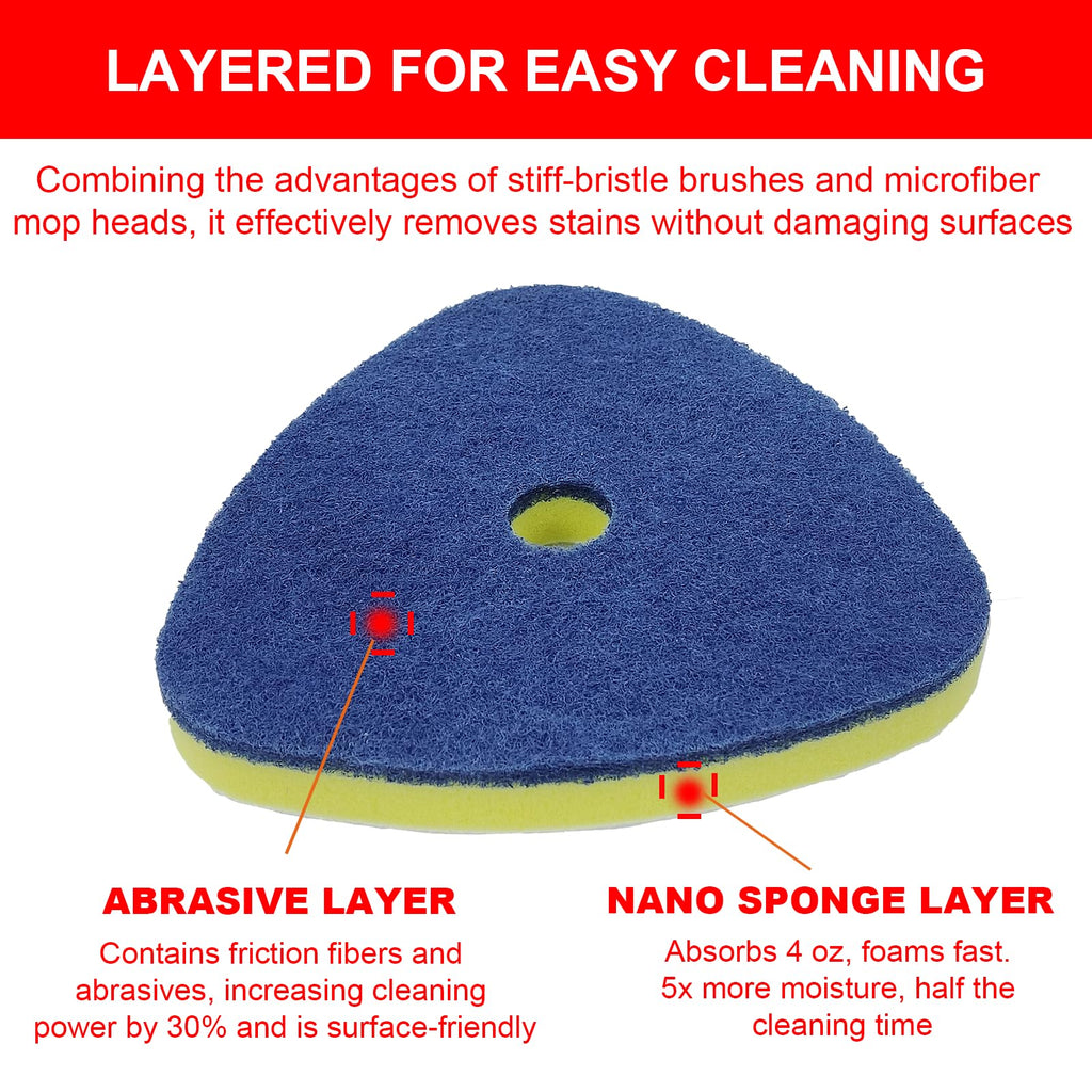 Spin Mop Head Refill for Vileda EasyWring 1 Tank, 2 Magic Scrubber Sponge Brushes Head Replacement with 1 Base and 1 Connector for Bathroom, Kitchen, Glass and Various Hard Surfaces