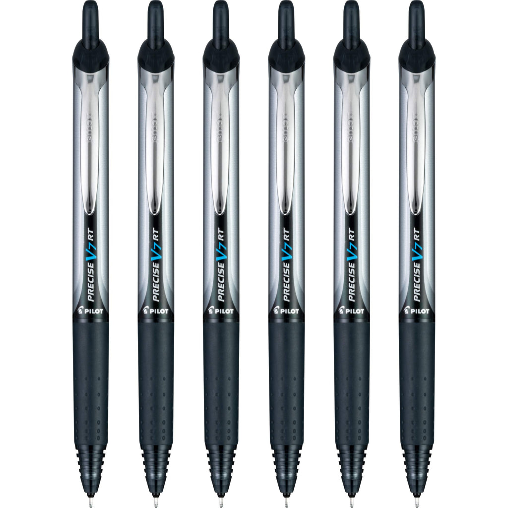 PILOT Pen 13616 Precise V7 RT Refillable & Retractable Liquid Ink Rolling Ball Pens, Fine Point (0.7mm) Black Ink, 6-Pack
