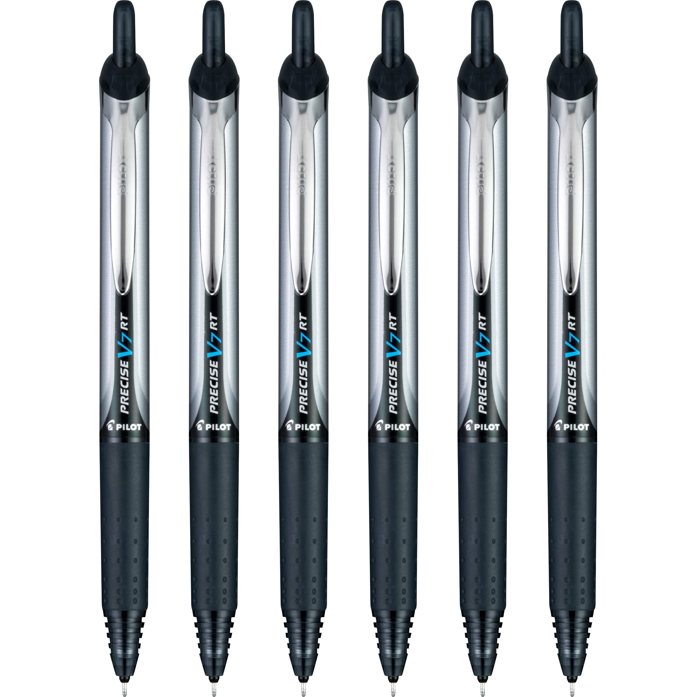 PILOT Pen 13616 Precise V7 RT Refillable & Retractable Liquid Ink Rolling Ball Pens, Fine Point (0.7mm) Black Ink, 6-Pack