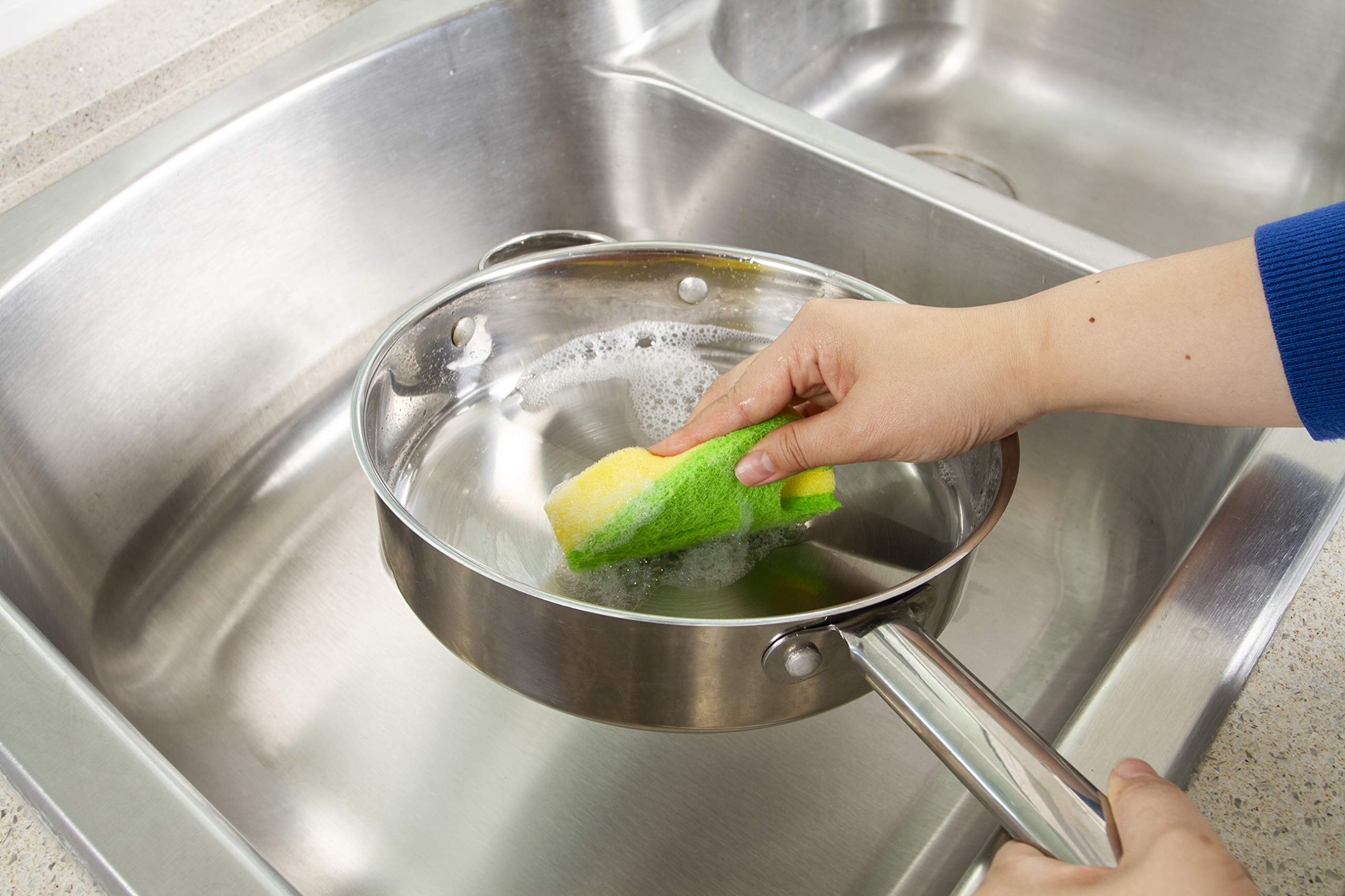 Evriholder Quick-Dry Sponge, Odor Resistant, Hangs from Faucet, Special Leaf Design, Silverware Cleaning Slot, 8 Pack