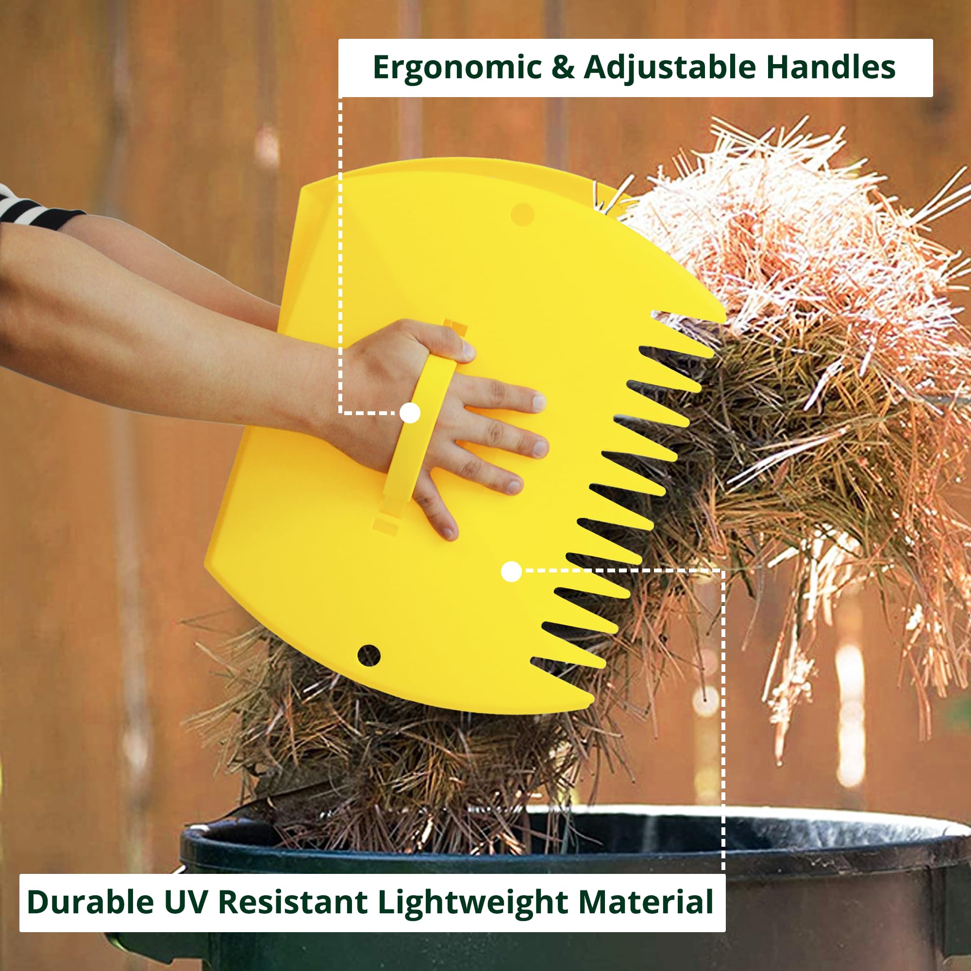 GardenHOME Leaf Scoops Hand Rakes, Large Leaf Grabbers for Yard Work, Lawn Claws for Leaves, Ramasse-Feuilles, Lawn Debris & Cleanup, 1 Pair – Yellow