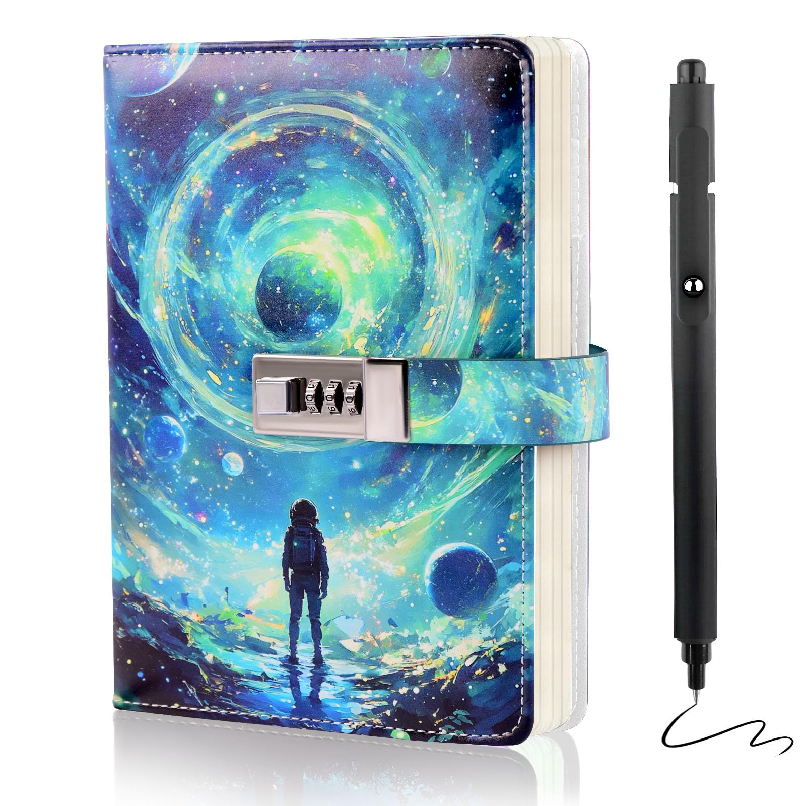 Diary with Lock for Boys Ages 8-12, A5 Journal with Lock 192 Pages-Adventure Travel Kids Journals for Teen Boys, Secret Diary with Pen, Notebook for 10 11 12 13 14 15 Teenage Kids Men