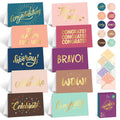 Decorably 50 Pack Gold-Foiled 6x4in Congratulations Greeting Cards with Envelopes and Stickers, 10 Elegant Designs Pack of Congrats Cards, Blank Inside - Graduation, Engagement, Wedding