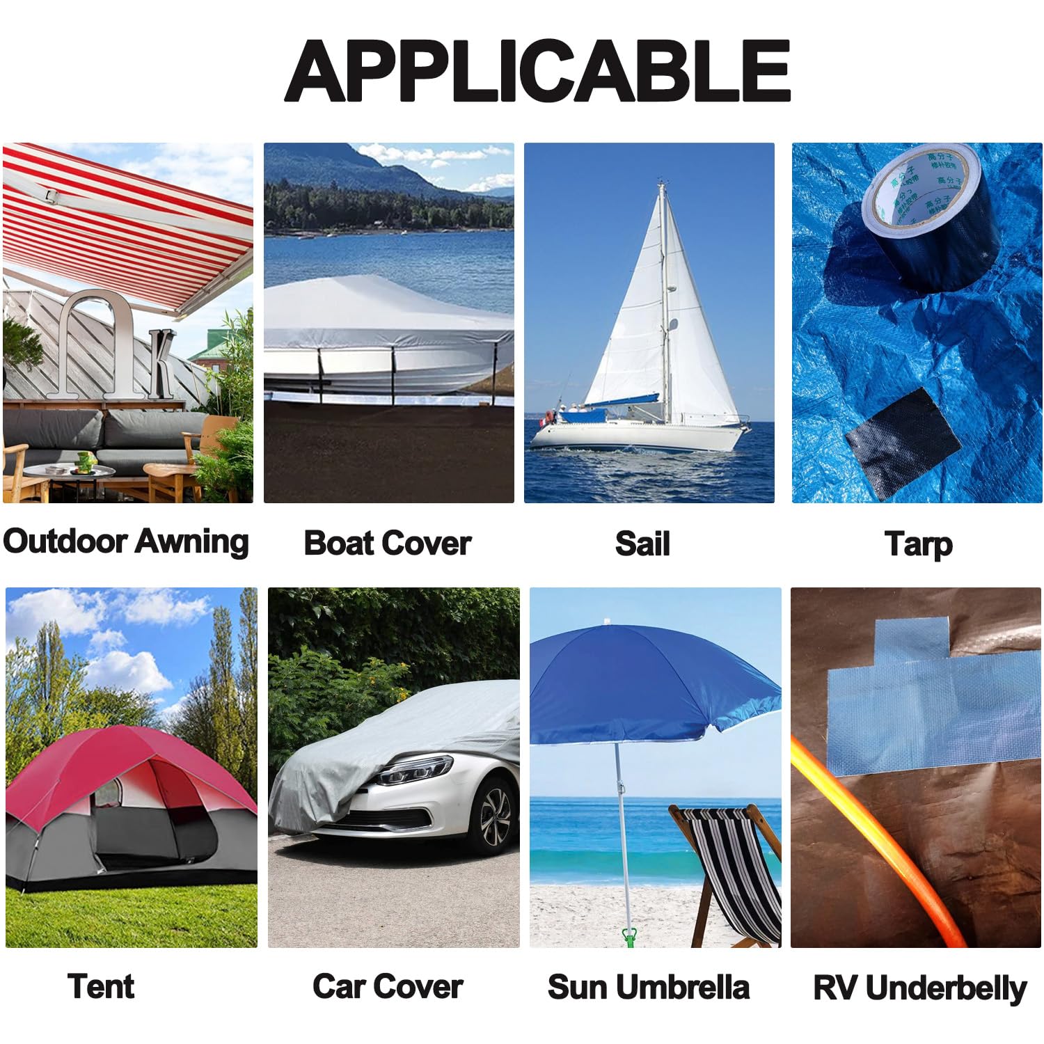 KAIHENG Awning Repair Tape Waterproof, Heavy Duty Repair Tape for Tarp, Canvas, Tent, Boat Covers, Canopy, Sail Tape, Tent Repair Kit, UVproof, 3IN X 20FT Black
