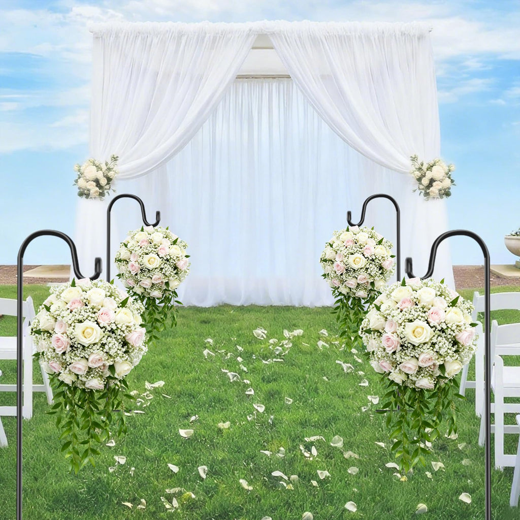 Heavy Duty Shepherds Hook 4-Pack, 47 Inch Adjustable Height Shepards Hooks for Outdoors, Plant Hangers Garden Stakes, Plant Hooks Pole for Wedding, Solar Lights, Bird Feeder Yard Garden Pole
