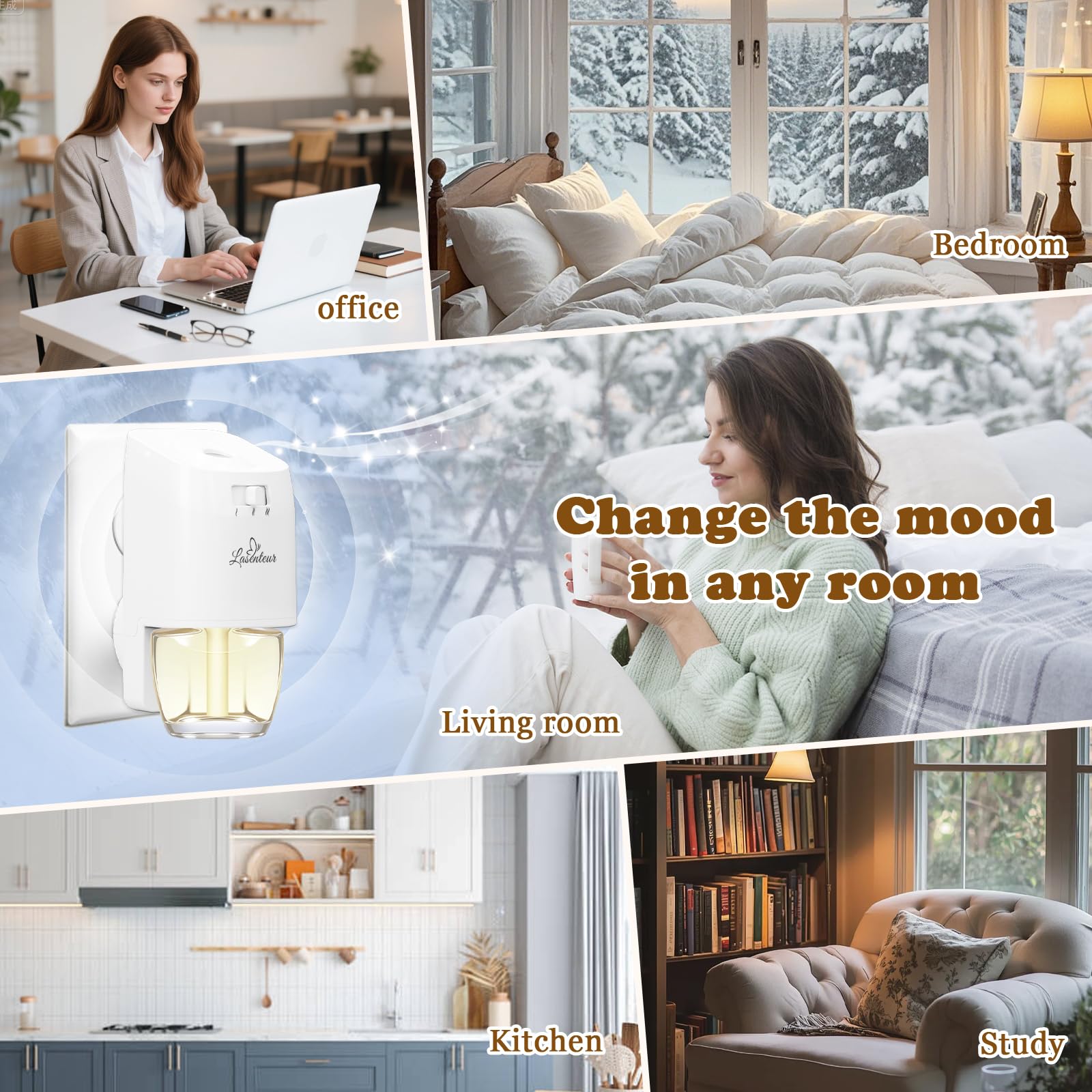 Plug in Scented Oil Refill, 12ct, Vanilla Almond Biscuit, Cashmere Wood, Fresh Cut Fraser Fir, First Snowfall, Wall Plug In Refill Oils for Home, Compatible with Air Wick & Glade, Not for Glade Plus