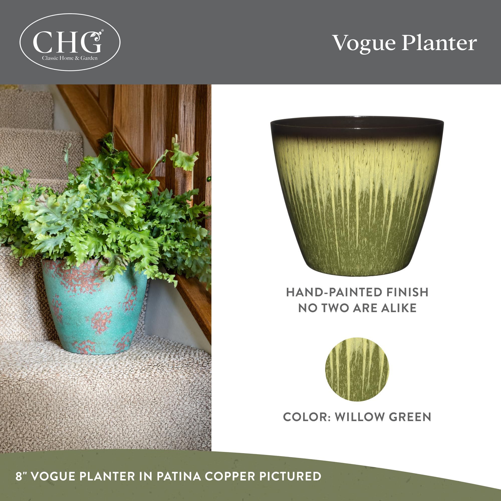Vogue 8" Planter - Willow Green