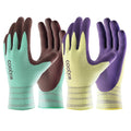 COOLJOB 2 Pairs Gardening Work Gloves for Men and Women, Breathable Base Rubber Coated Non-Slip, for Lawn Yard Patio Gardener, Durable Washable and Reusable, Green & Yellow, Small