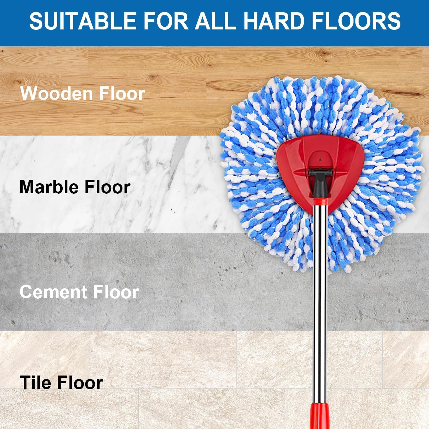 9 Pack Spin Mop Replacement Heads Compatible with O-Cedar RinseClean 2-Tank System ONLY, Microfiber Mop Refills (NOT for EasyWring 1-Tank)